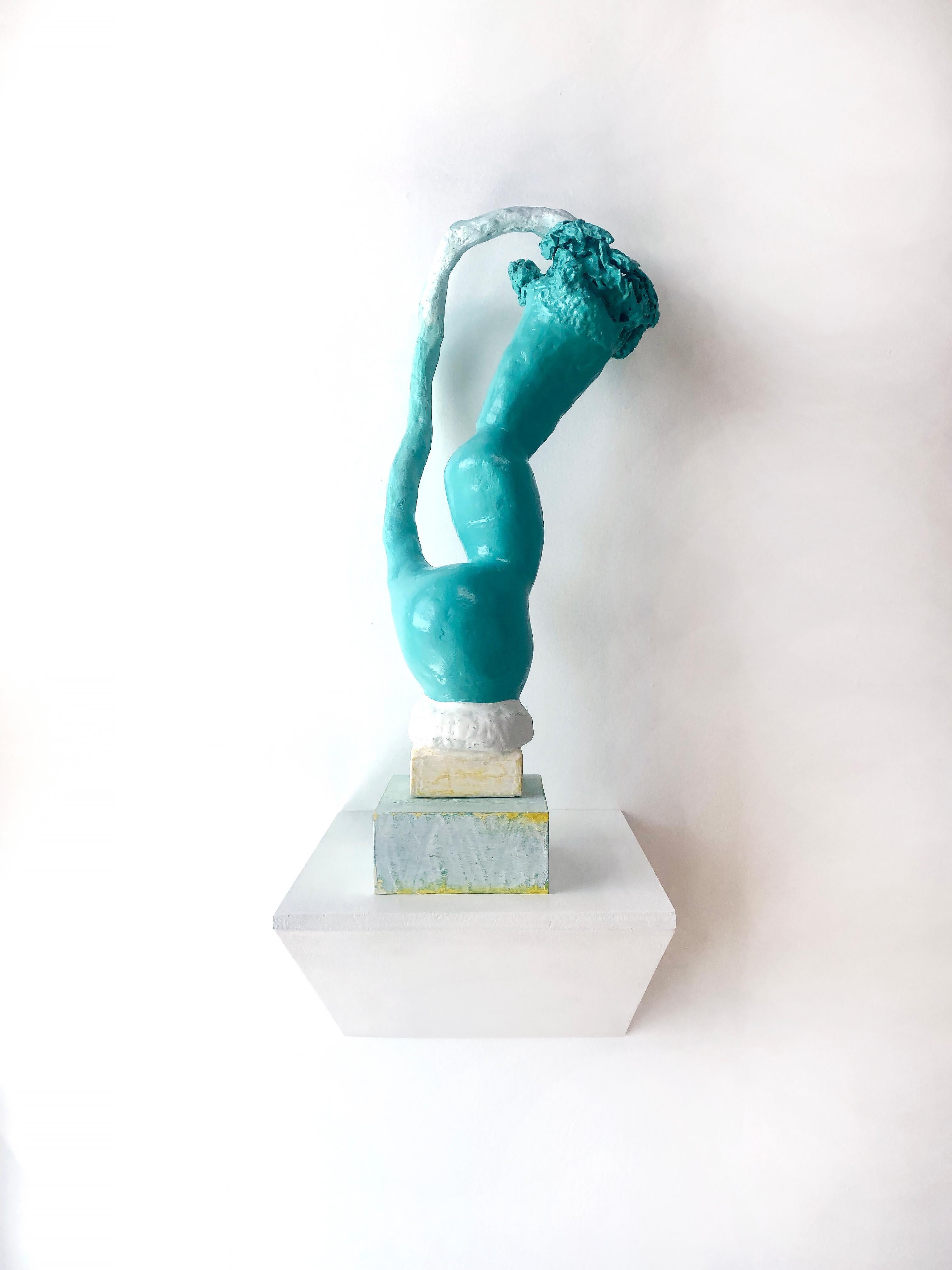 Roberley Bell Abstract Sculpture - Contemporary Conceptual Ceramic Sculpture Turquoise Female Artist Unique Object