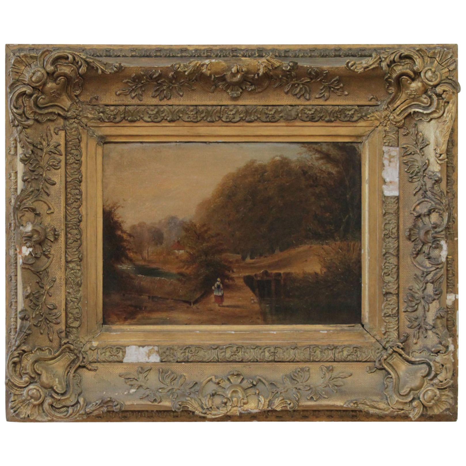 Roberson and Miller Oil on Canvas, circa 1835 For Sale