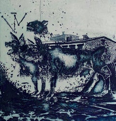 4 Animals, eau-forte abstraite moderniste américaine