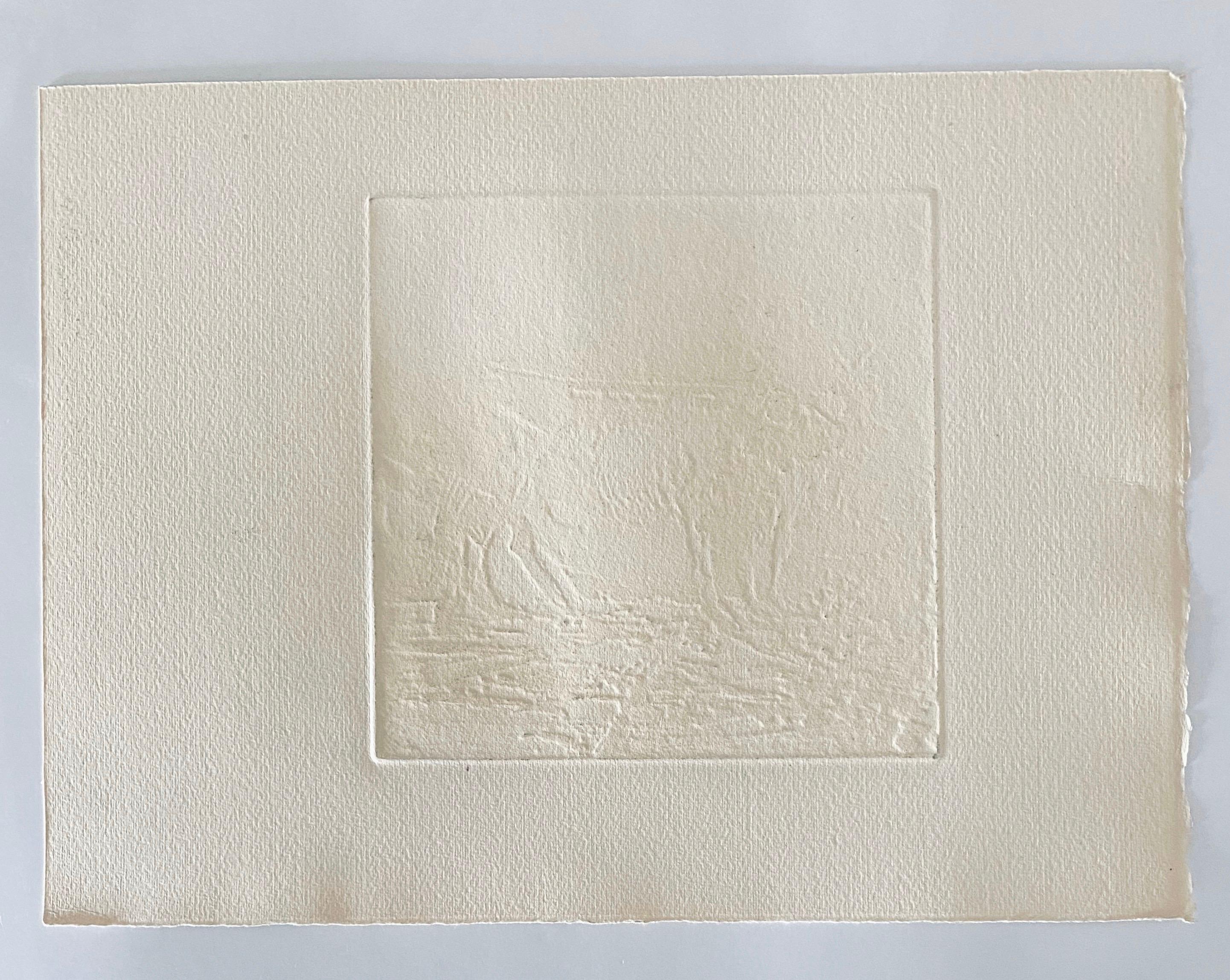 4 Animali, acquaforte astratta modernista americana - Abstract Print Grigio di Robert A. Birmelin