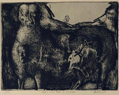 Beast With Tree In Stomach, American Modernist Abstract Etching