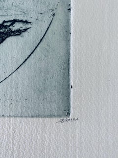 Chinese Man In Tree, American Modernist Abstract Etching