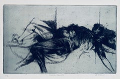 Falling Figure, American Modernist Abstract Etching