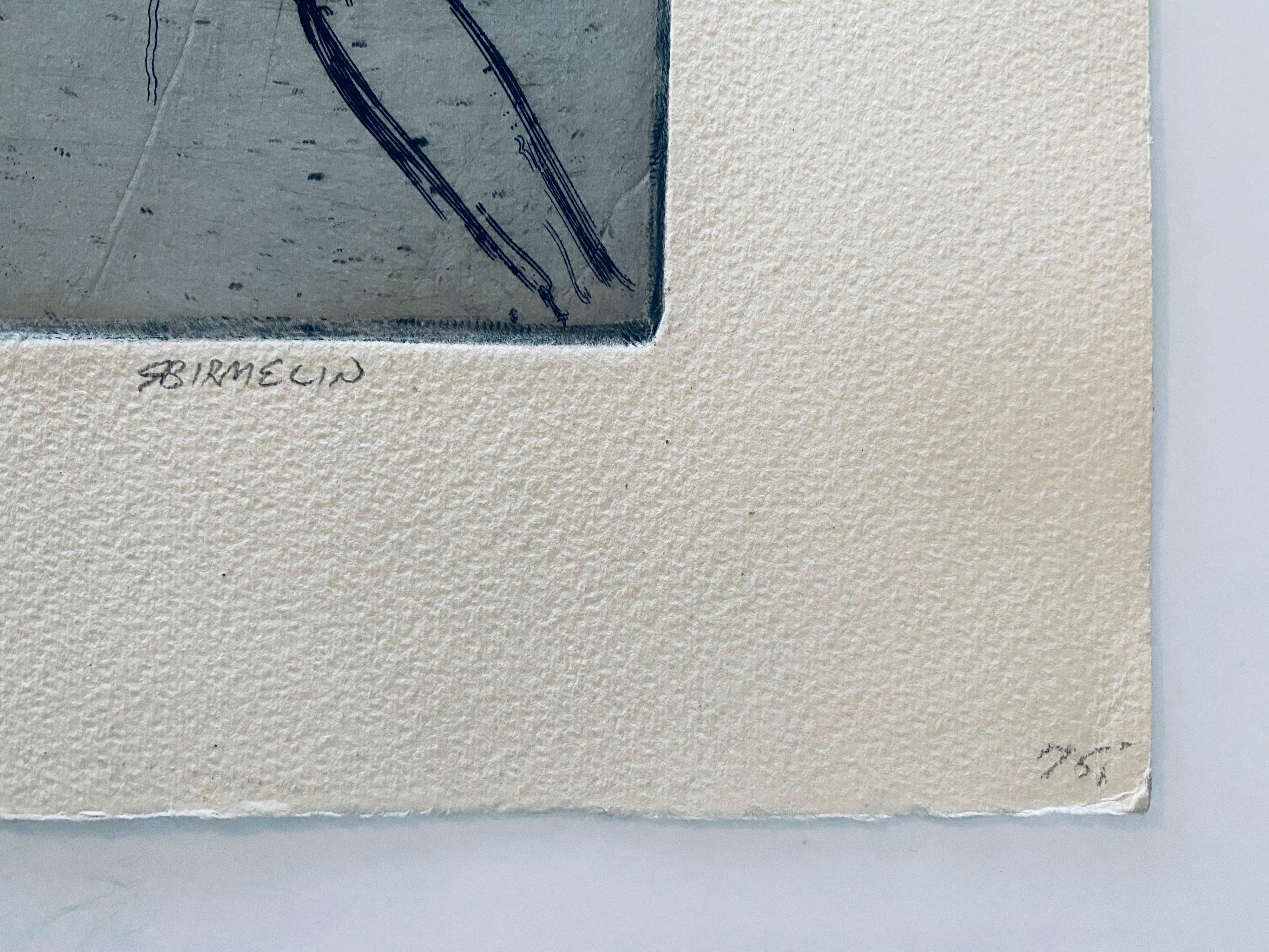 Figura en caída, aguafuerte abstracto modernista americano en venta 1