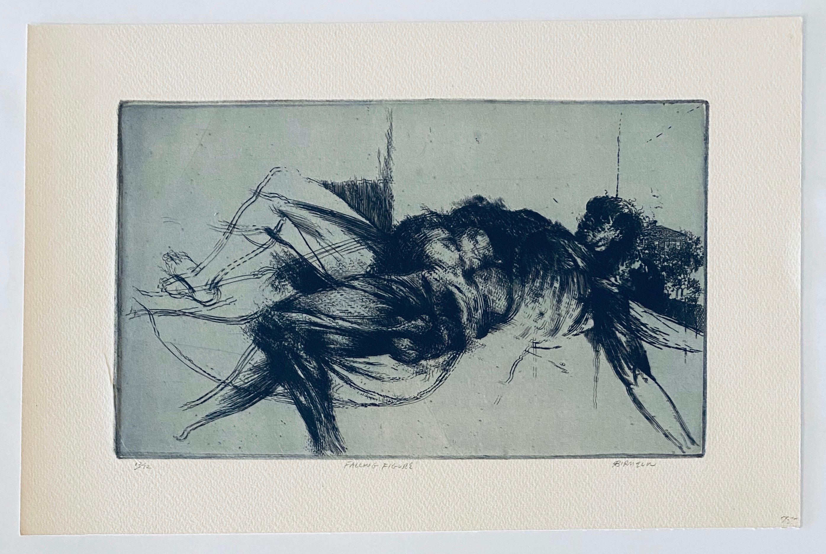 Falling Figure, American Modernist Abstract Etching 4