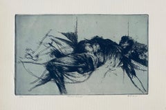 Falling Figure, American Modernist Abstract Etching