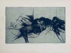 Falling Figur, abstrakte amerikanische Modernistische Radierung