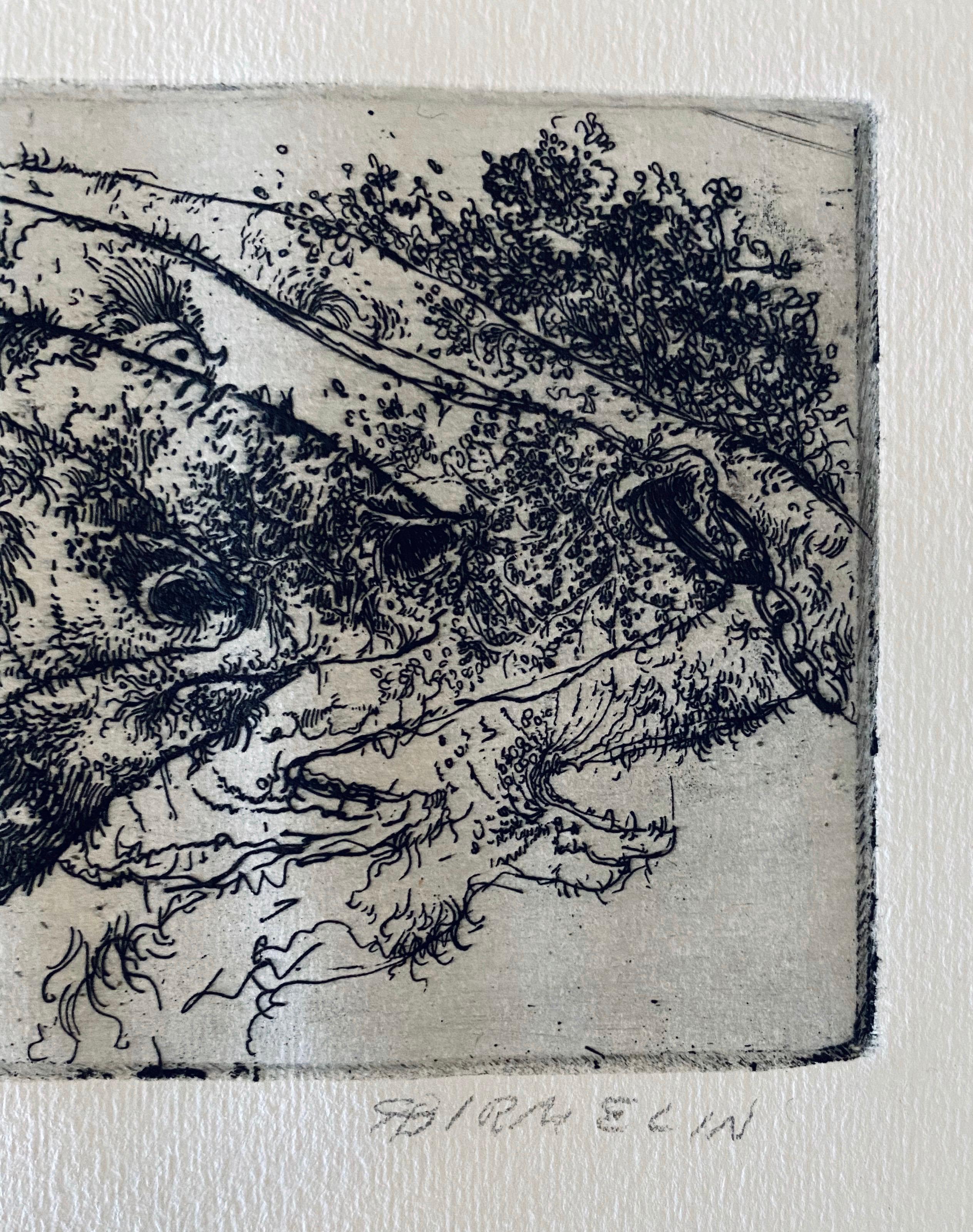 Metamorfosis, Grabado Abstracto Modernista Americano - Interior Print Gris de Robert A. Birmelin