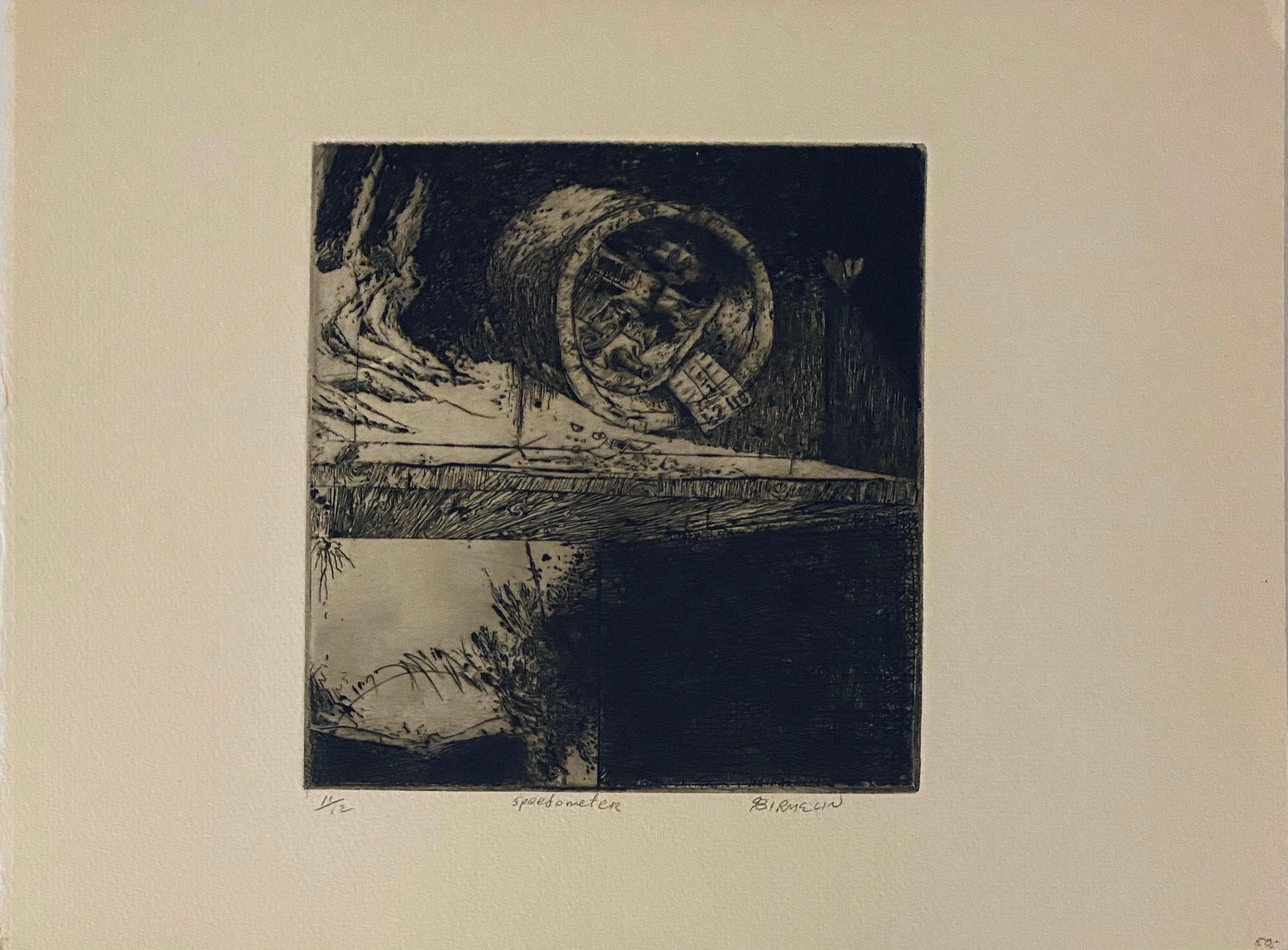 Velocímetro, aguafuerte abstracto modernista americano - Print de Robert A. Birmelin