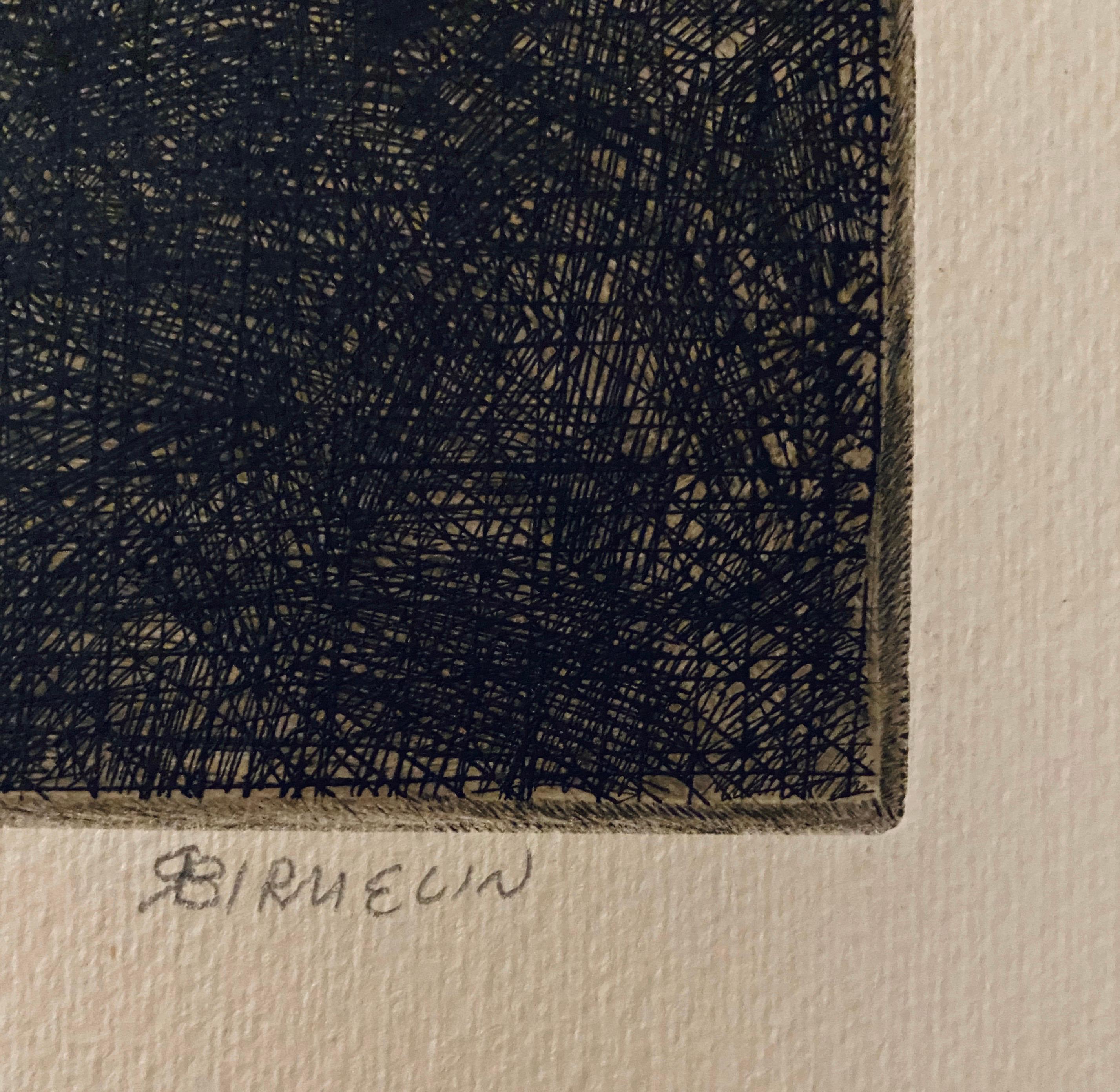 Speedometer, American Modernist Abstract Etching - Black Interior Print by Robert A. Birmelin