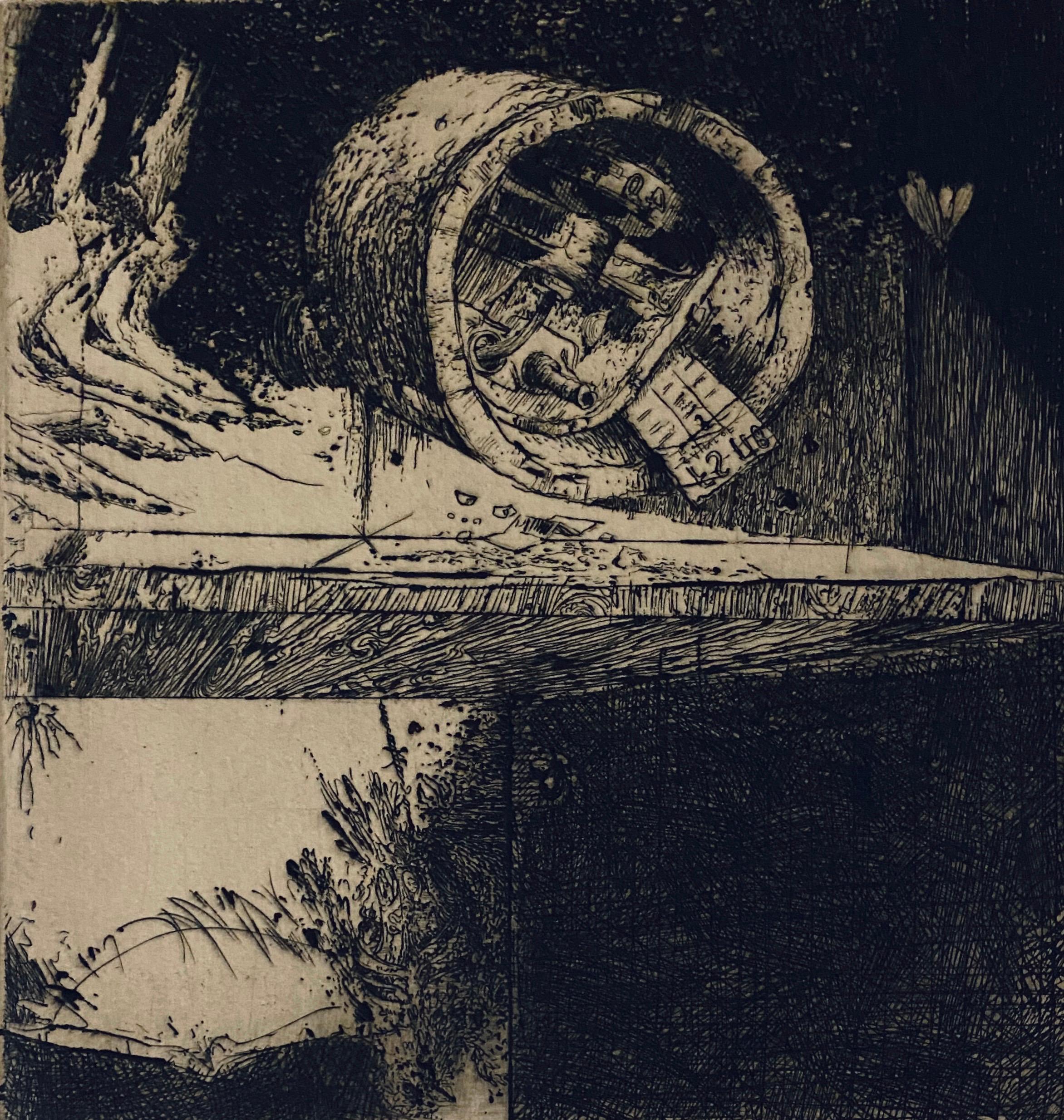 Robert A. Birmelin Interior Print - Speedometer, American Modernist Abstract Etching