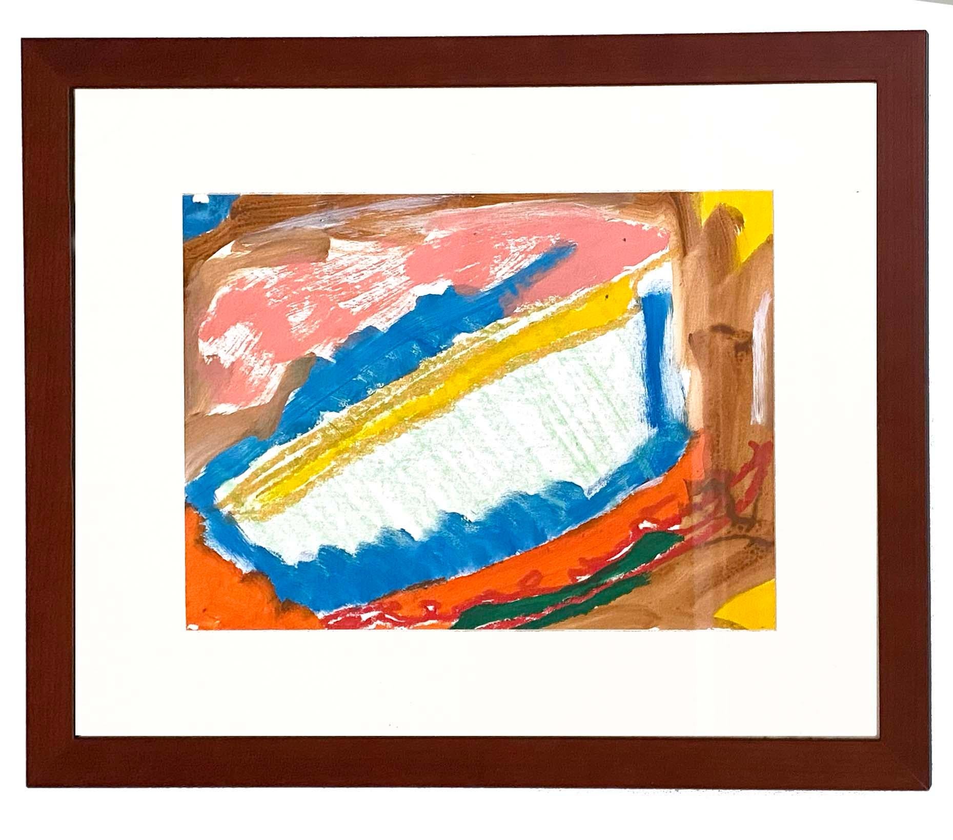 Robert A. McBride Abstract Painting - Abstract Modernist Painting American Connecticut Exhibited Pink Yellow Framed