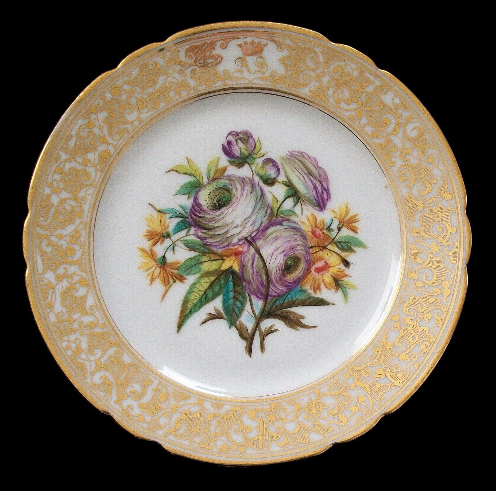 Robert À Paris, Porcelain Cabinet Plates, Royal Monogram, France, C. 1900 4