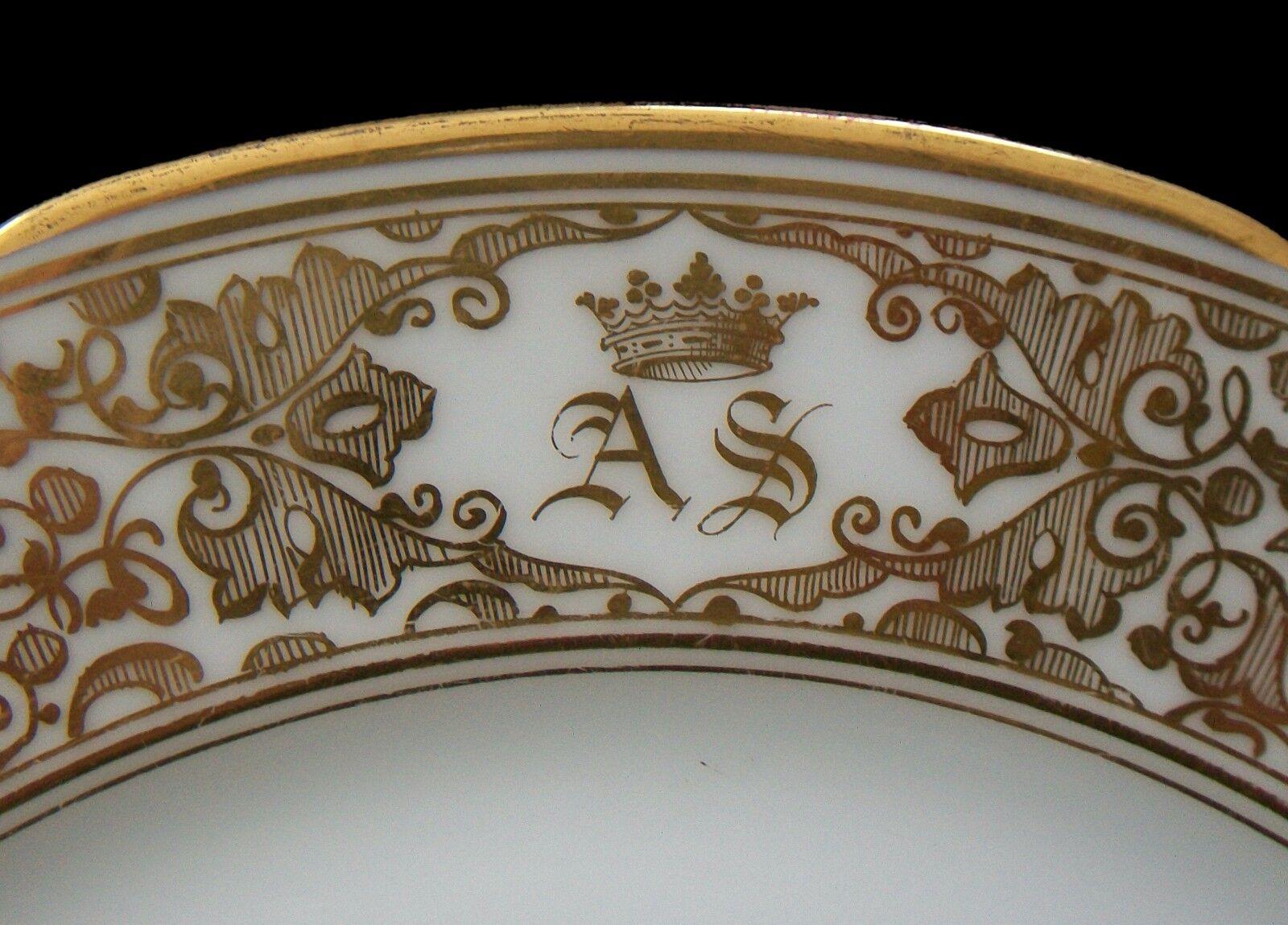 French Robert À Paris, Porcelain Cabinet Plates, Royal Monogram, France, C. 1900