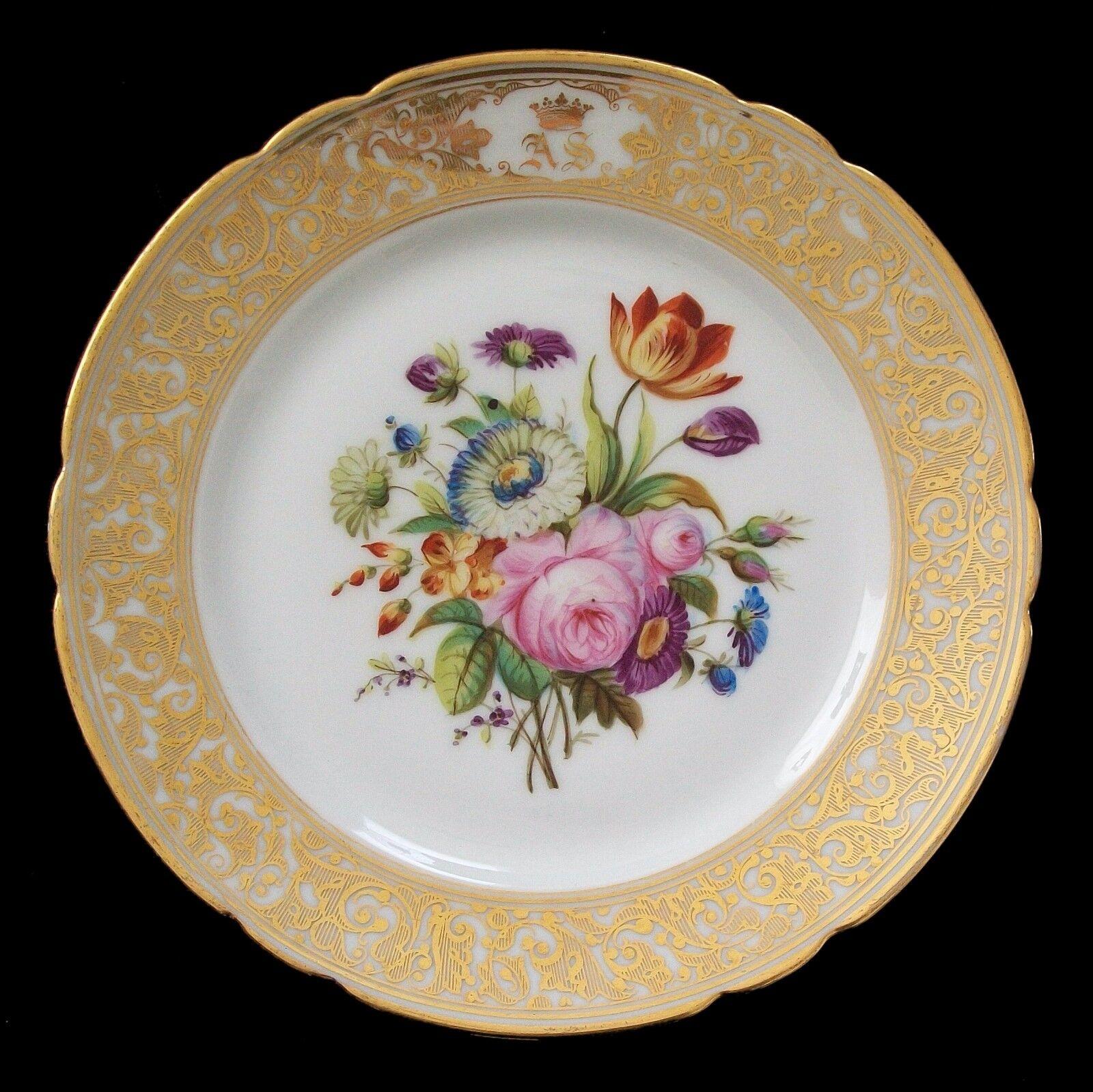 20th Century Robert À Paris, Porcelain Cabinet Plates, Royal Monogram, France, C. 1900