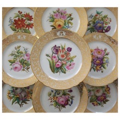 Robert À Paris, Porcelain Cabinet Plates, Royal Monogram, France, C. 1900