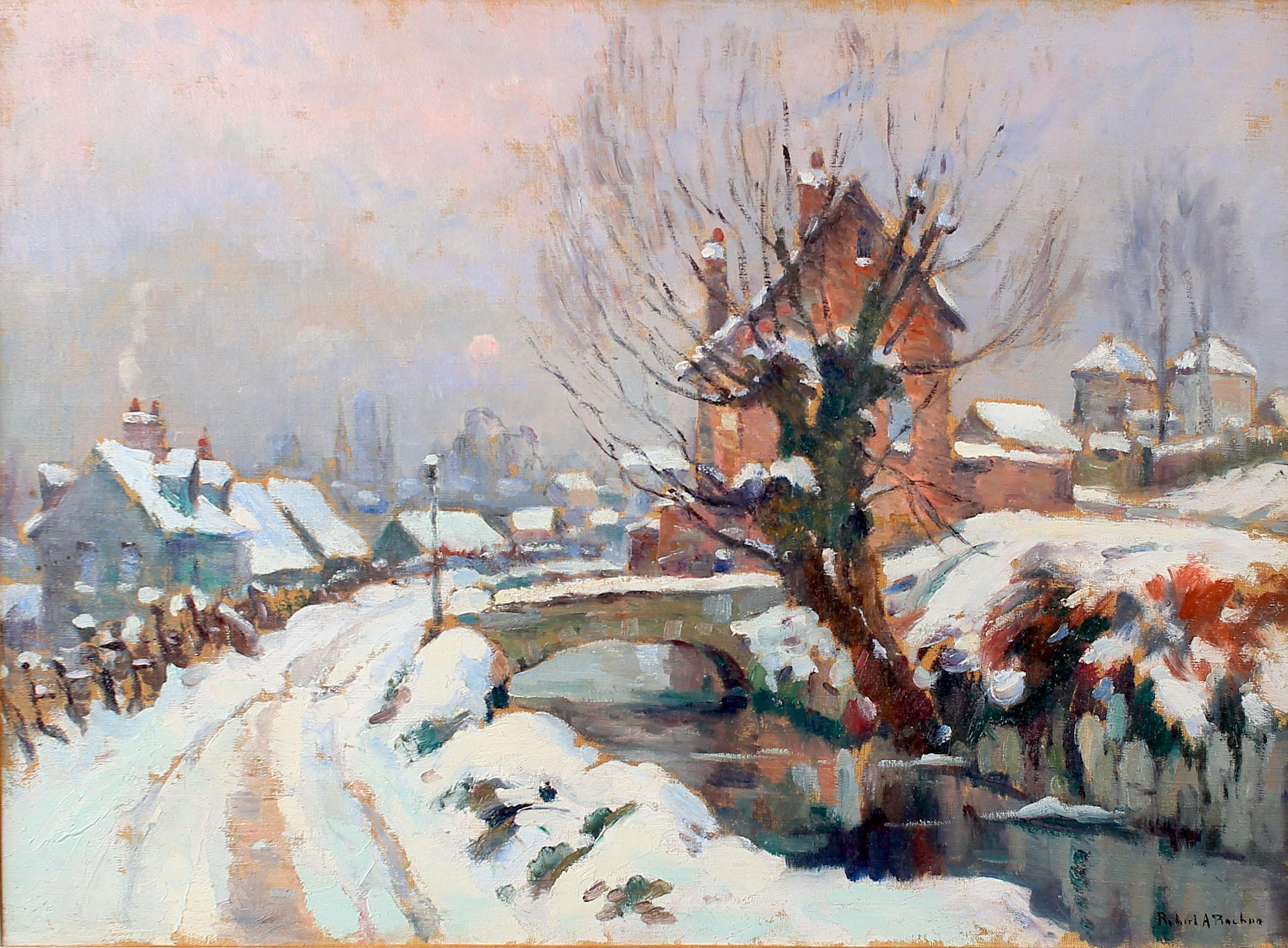 Robert A. Pinchon Landscape Painting - First Snow, Rouen
