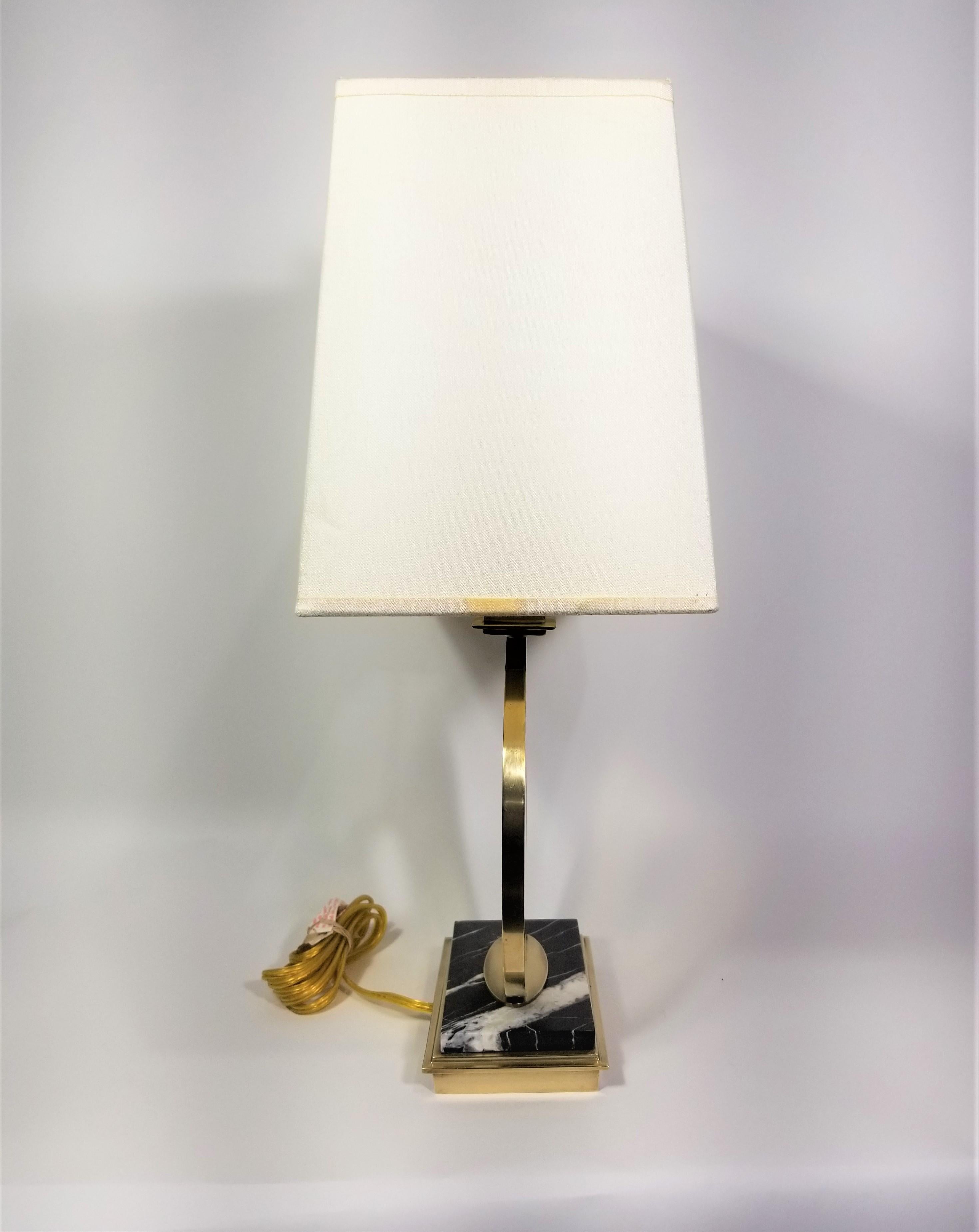 Modern Robert Abbey Brass and Marble Table Lamp