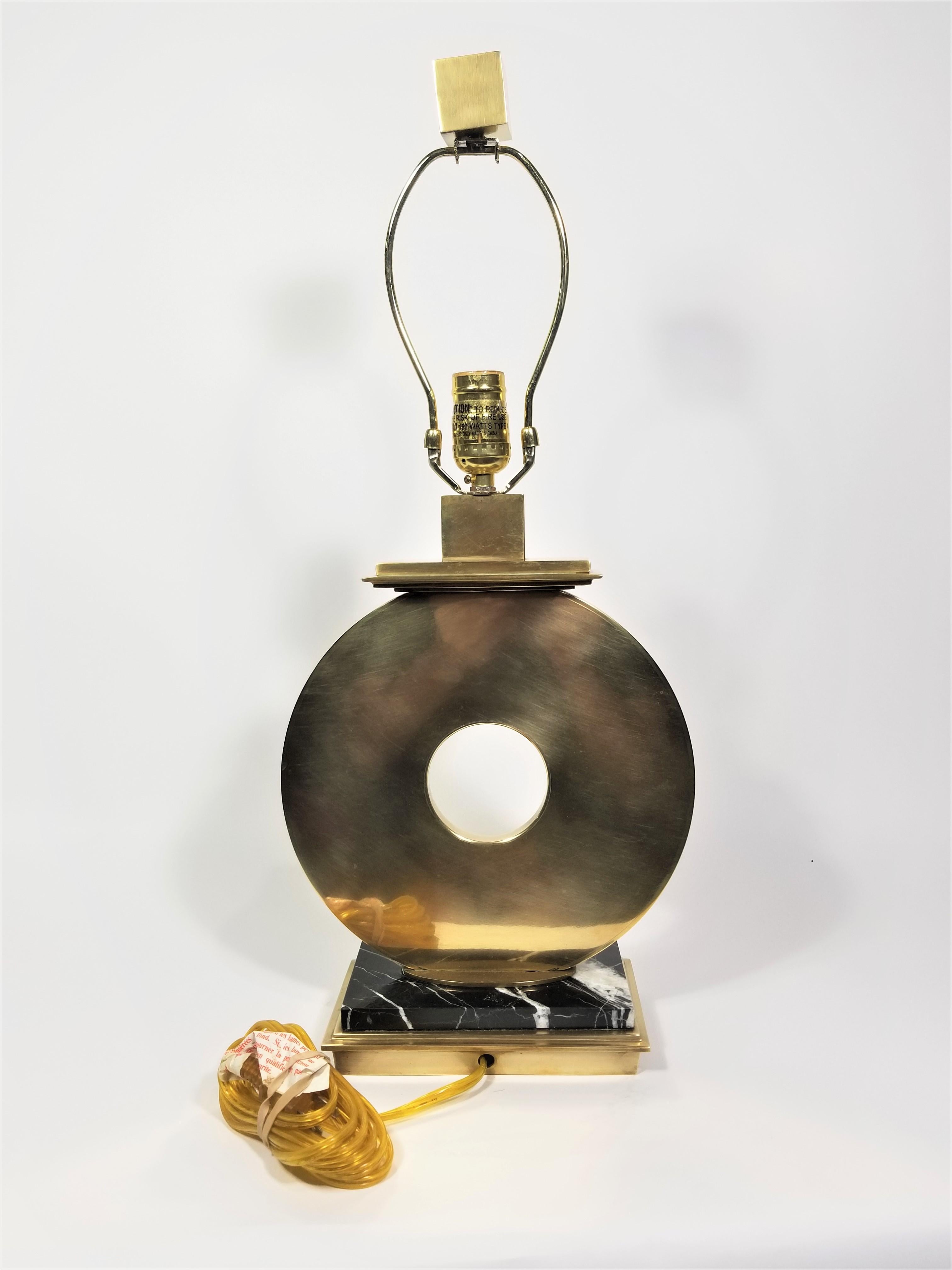 20th Century Robert Abbey Brass and Marble Table Lamp