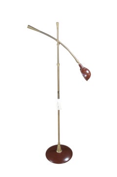 Lampadaire de bibliothèque de lecture en laiton émaillé de Robert Abbey 54".