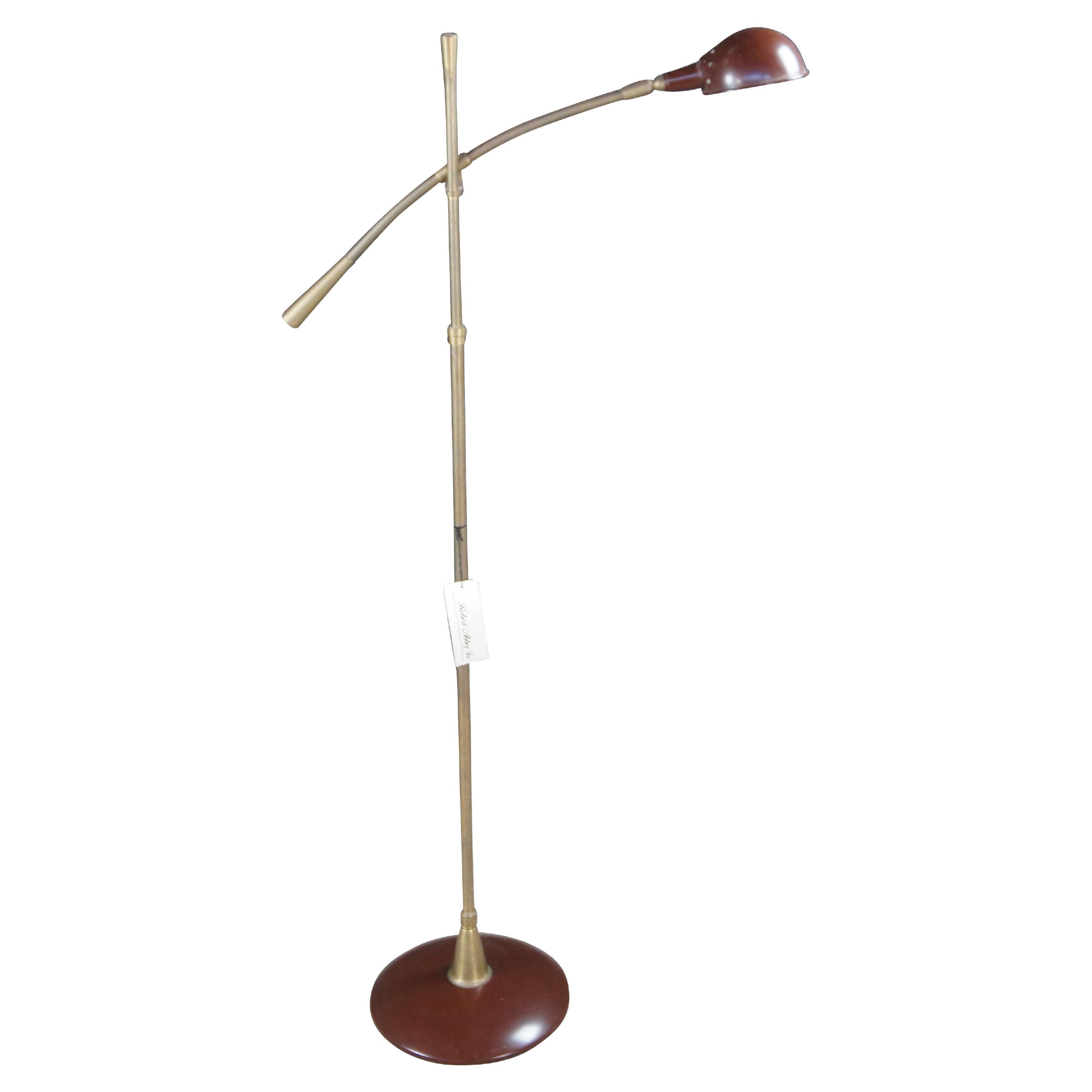 Robert Abbey Brass Enameled Pharmacy Reading Library Floor Lamp 54" For Sale