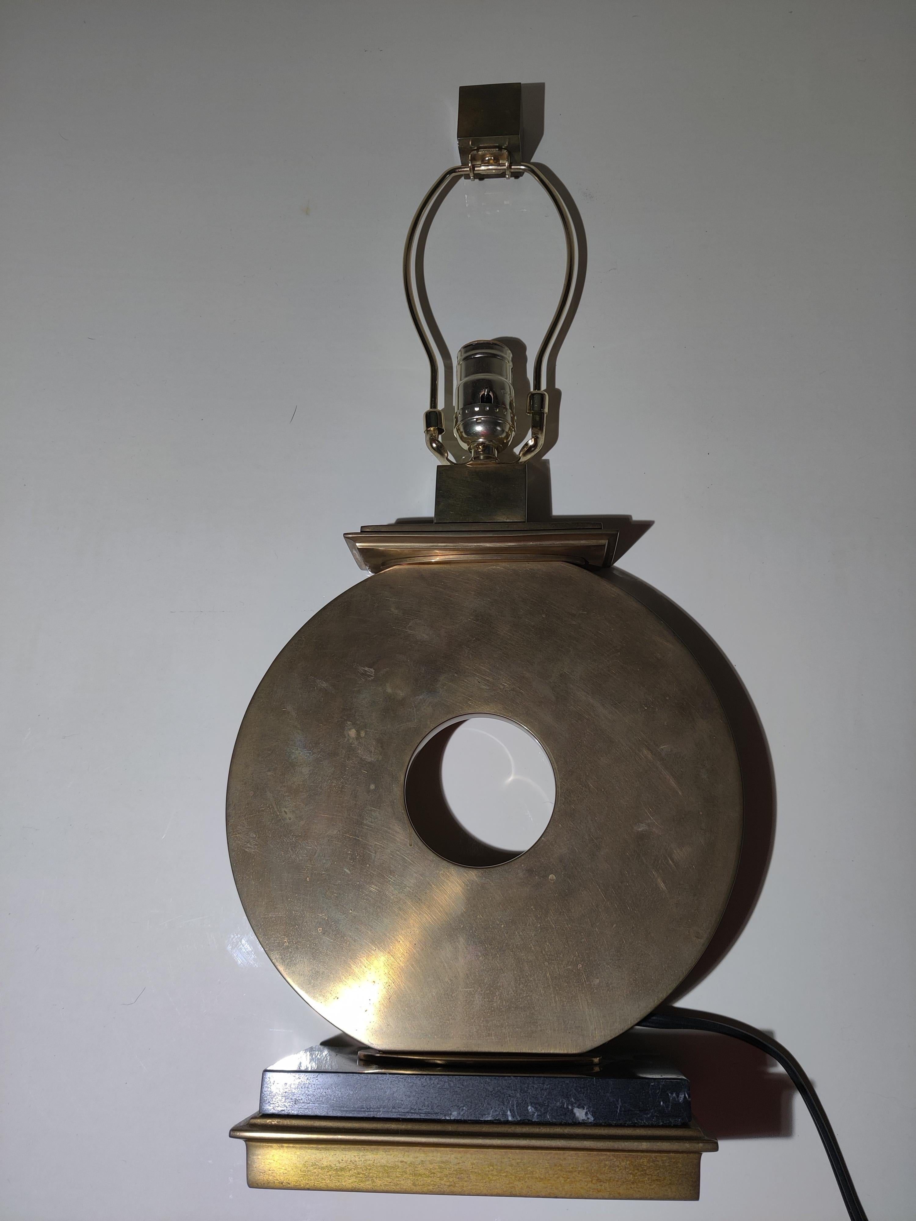 20th Century Robert Abbey Mid-Century Lamp Brass and Black Marble For Sale