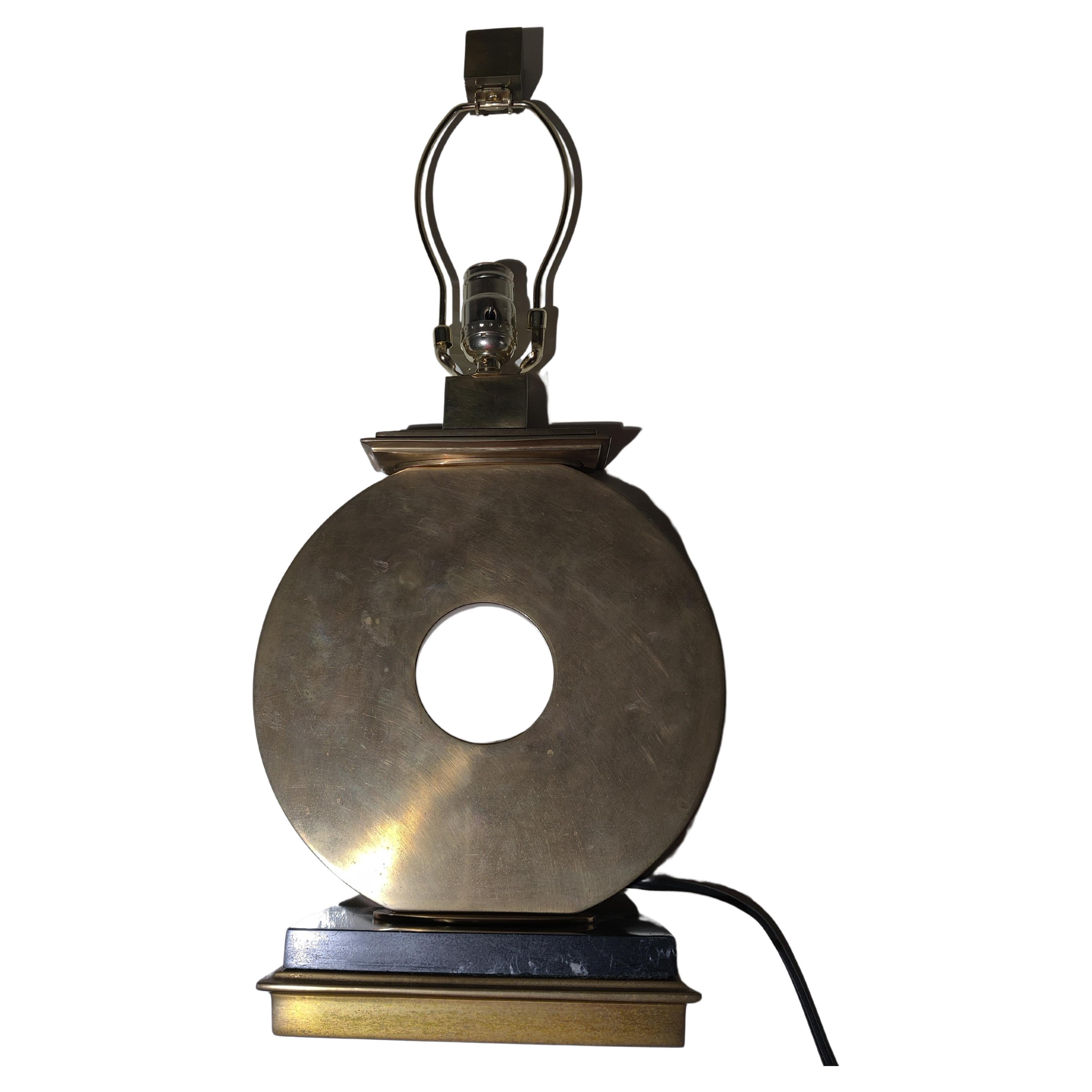 Robert Abbey Mid-Century Lamp Brass and Black Marble For Sale