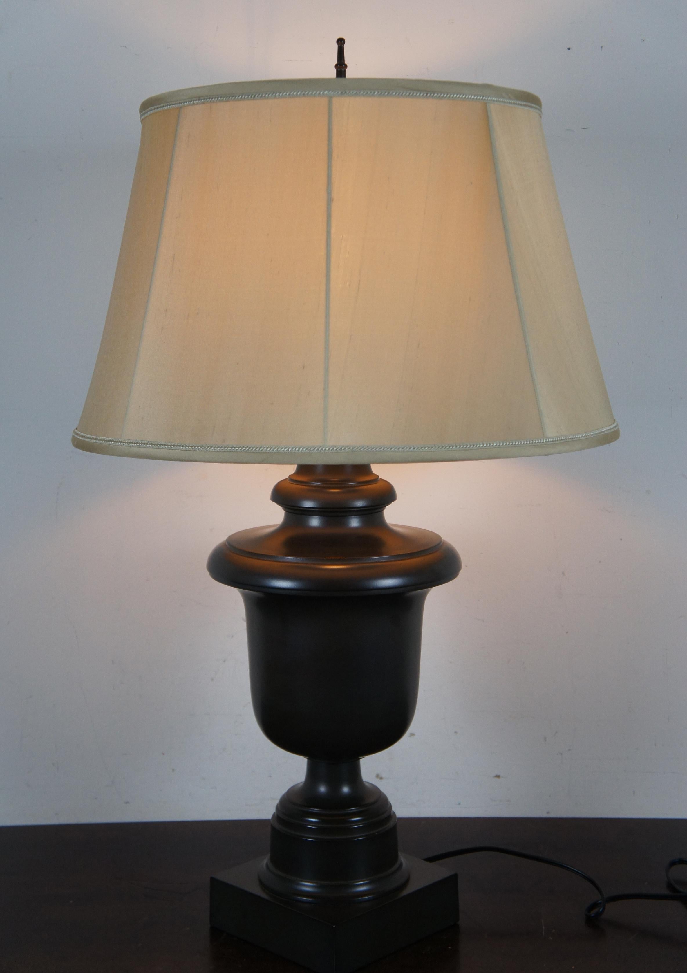 Robert Abbey Templeton Bronze Trophy Urn Table Lamp Empire Shade Light In Good Condition For Sale In Dayton, OH
