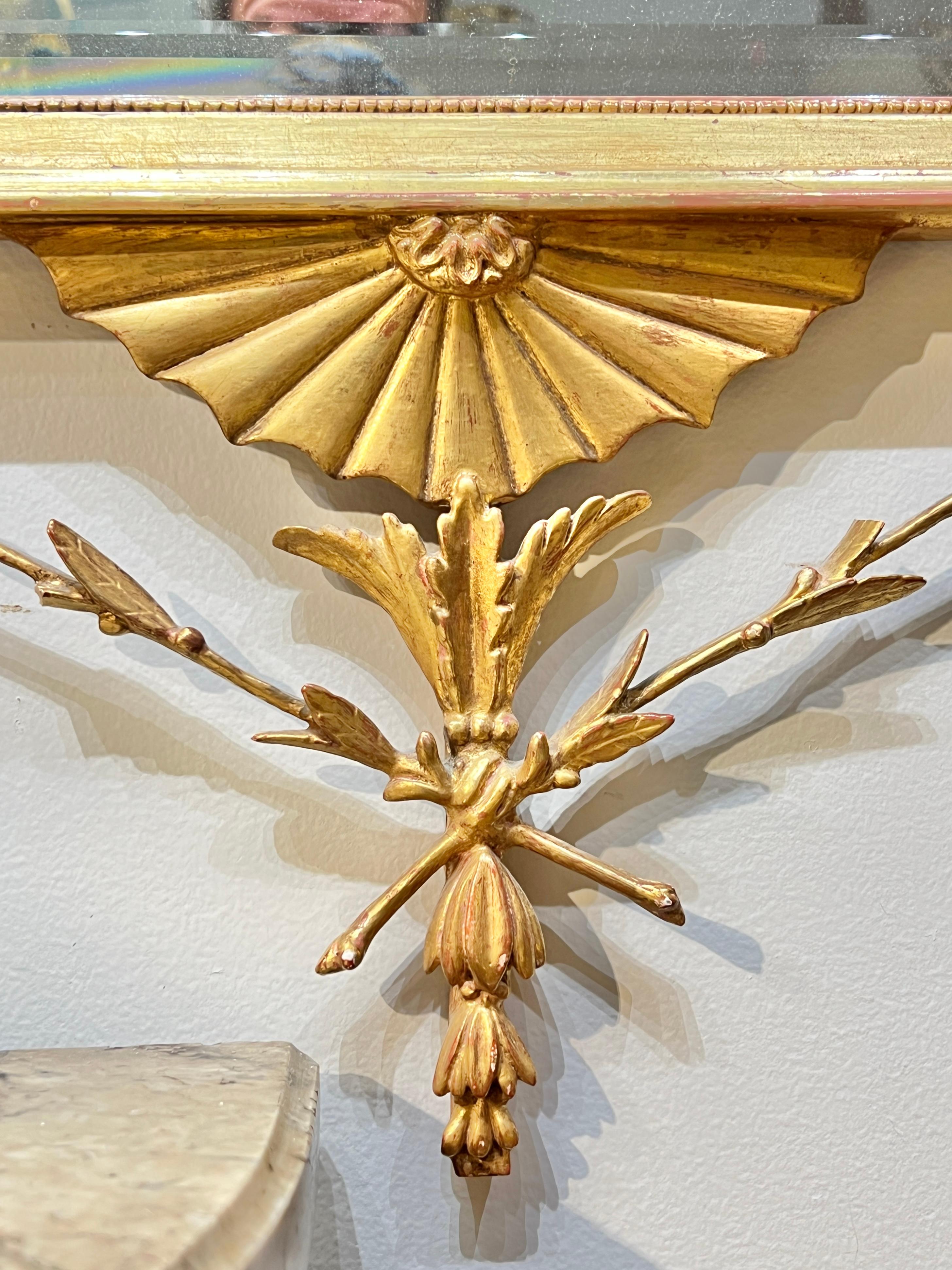 Miroir d'embarcadère en bois doré de style géorgien de Robert Adam en vente 3