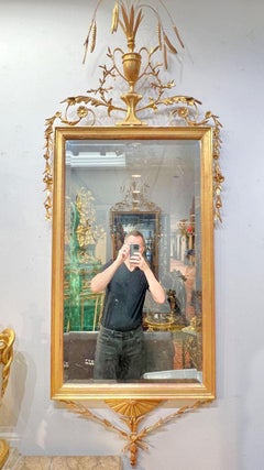 Robert Adam British Georgian Style Giltwood Overmantel Pier Mirror
