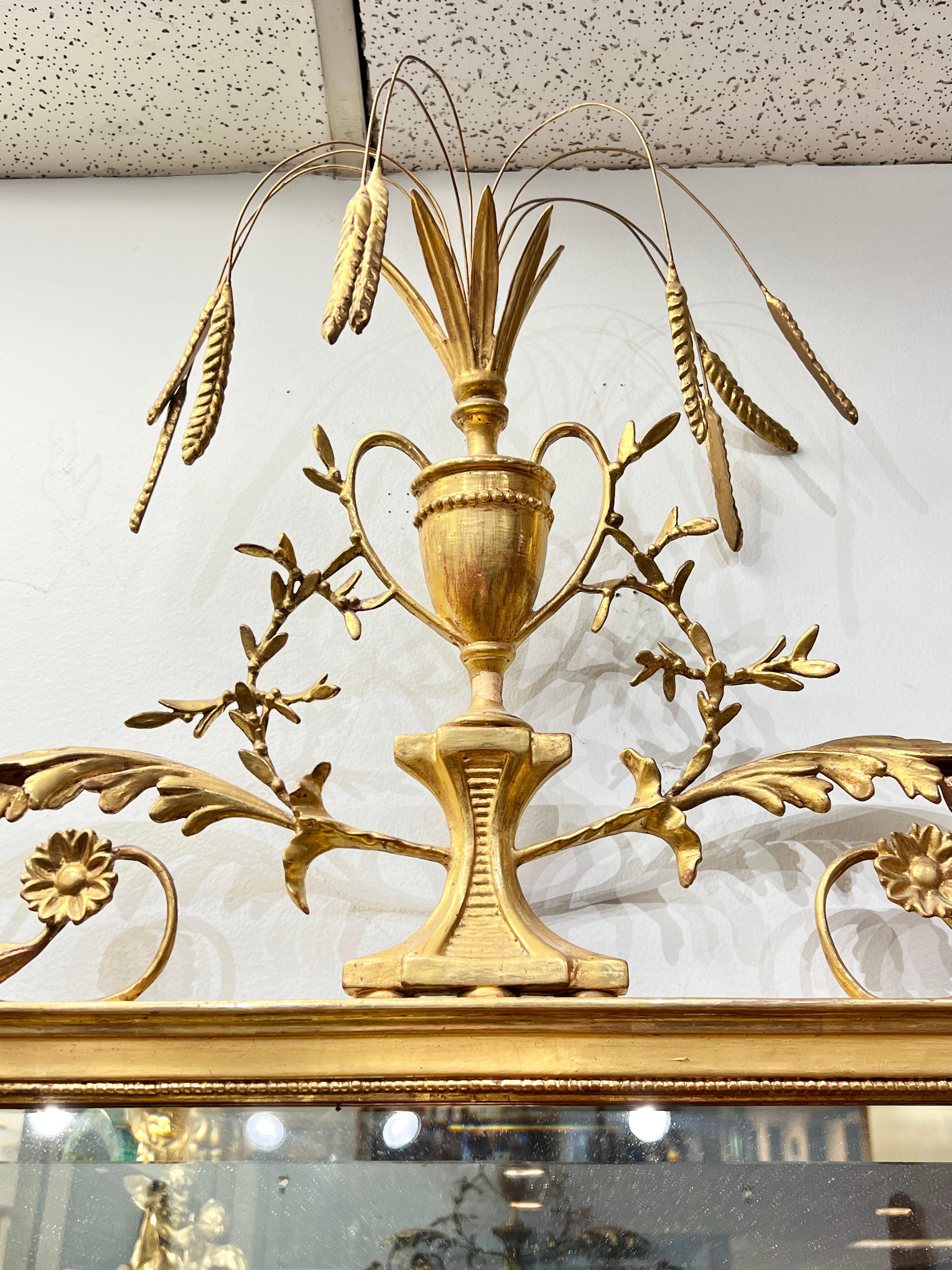 Georgien Miroir d'embarcadère en bois doré de style géorgien de Robert Adam en vente