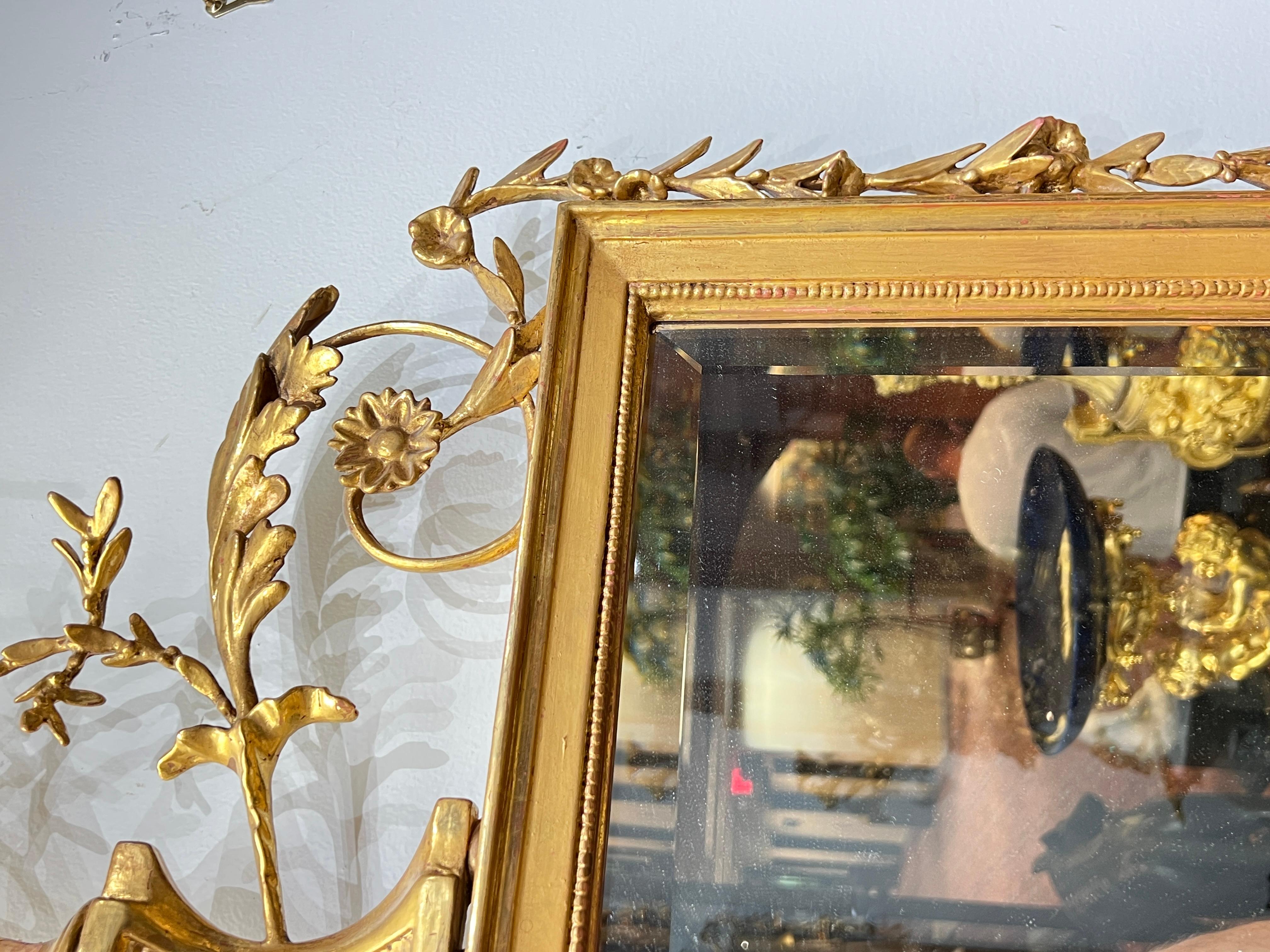 Sculpté à la main Miroir d'embarcadère en bois doré de style géorgien de Robert Adam en vente