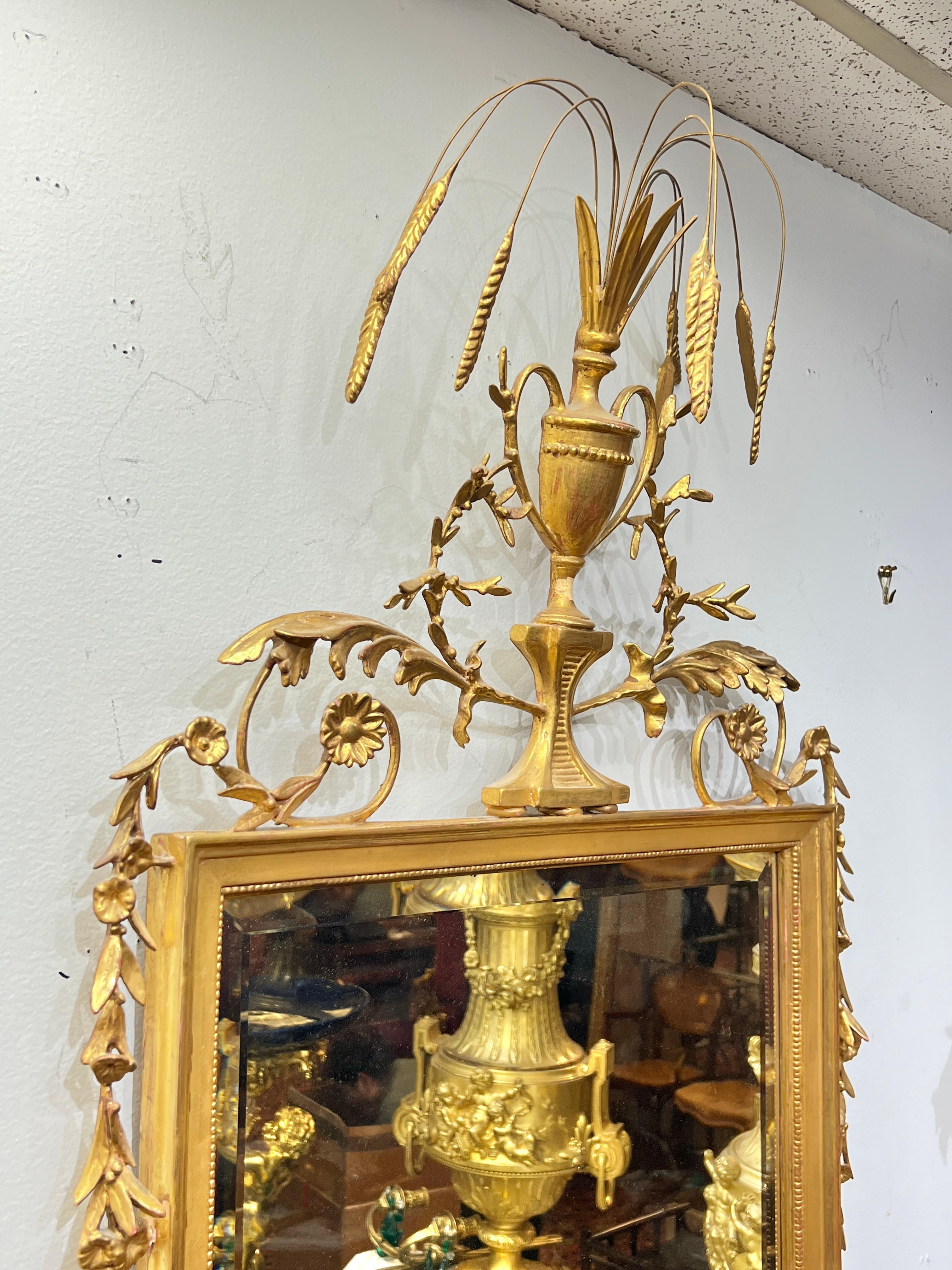 20ième siècle Miroir d'embarcadère en bois doré de style géorgien de Robert Adam en vente