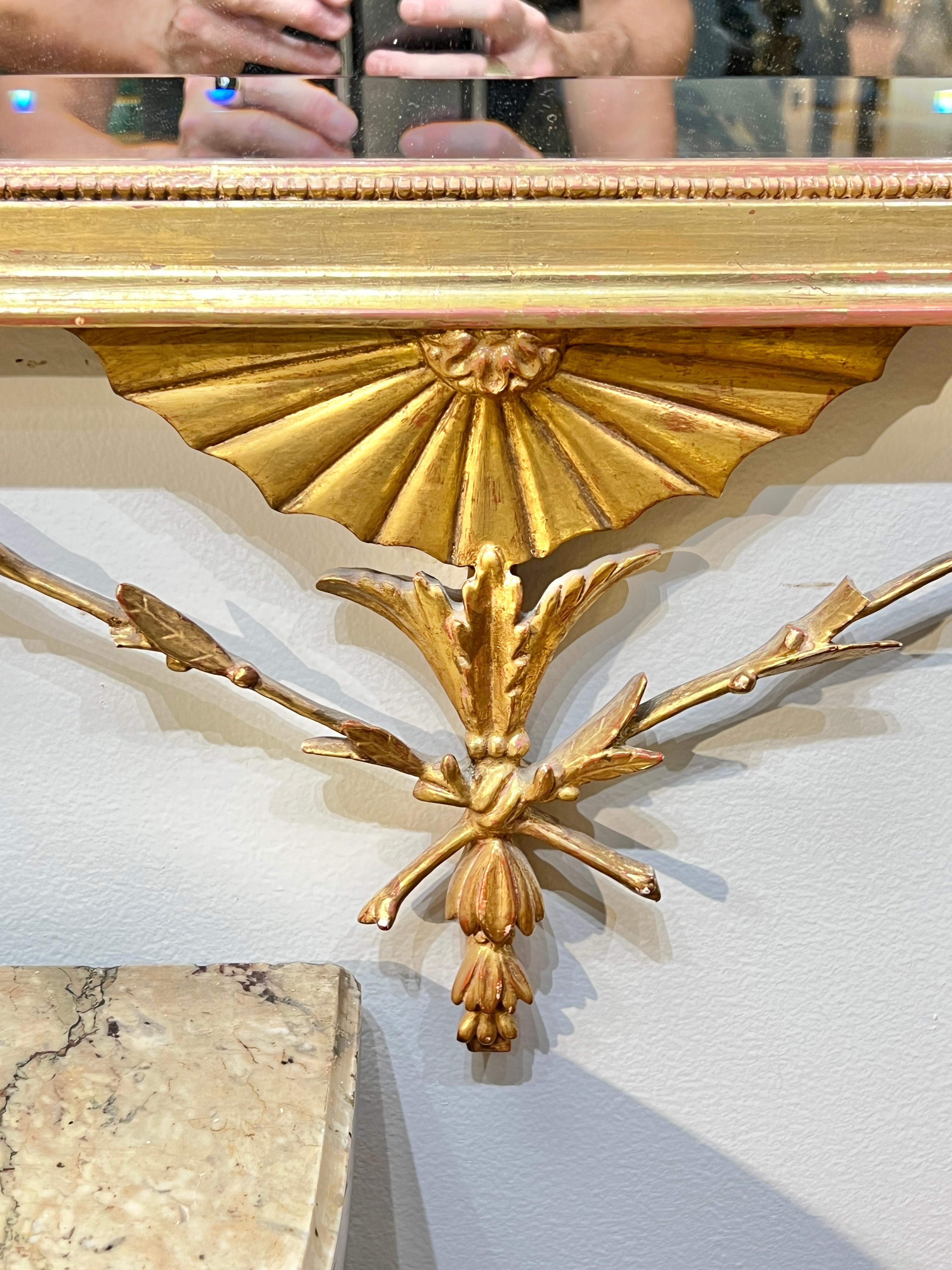 Miroir d'embarcadère en bois doré de style géorgien de Robert Adam en vente 2