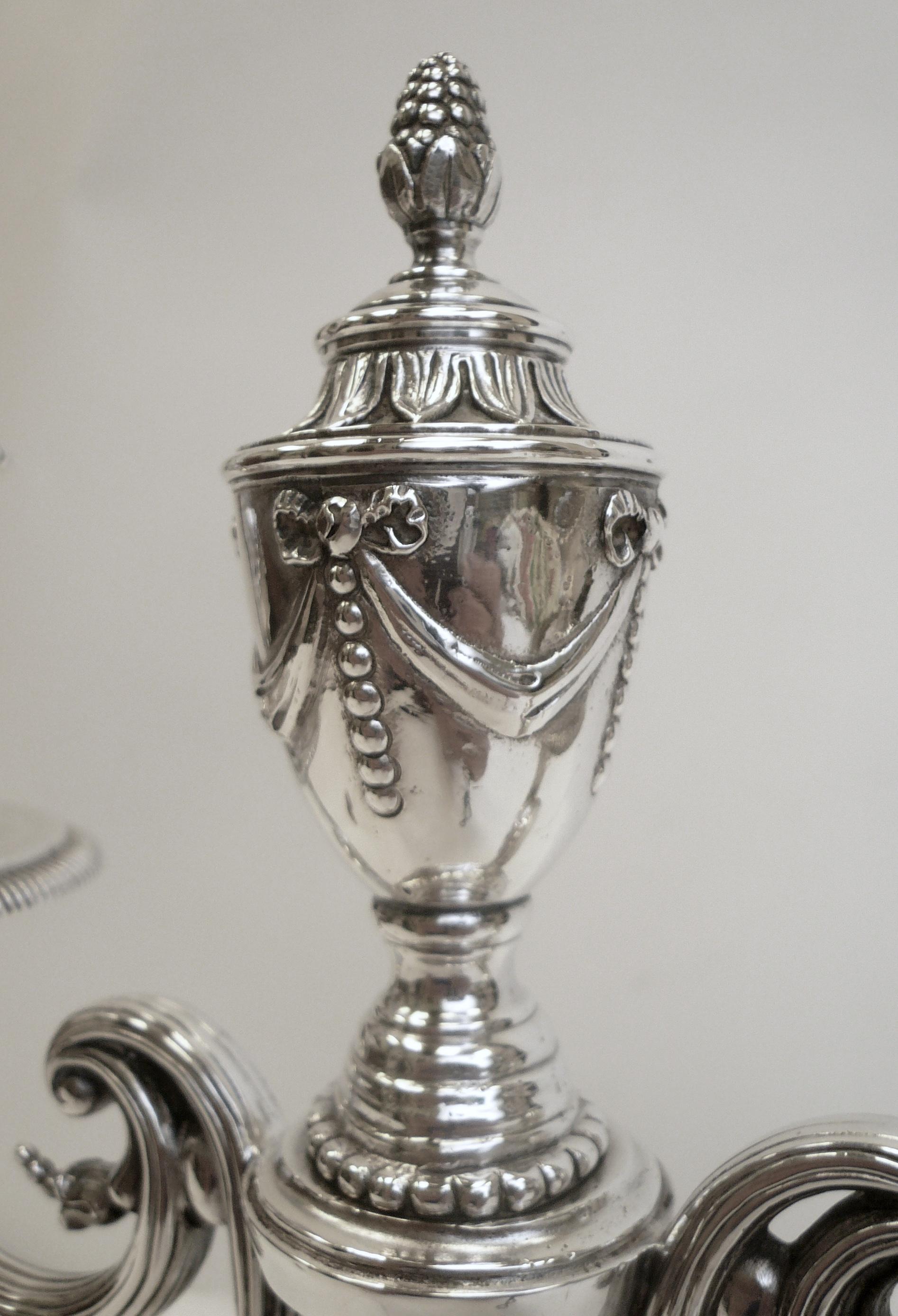 American Robert Adam Style Silvered Bronze Table Lamp by E.F. Caldwell