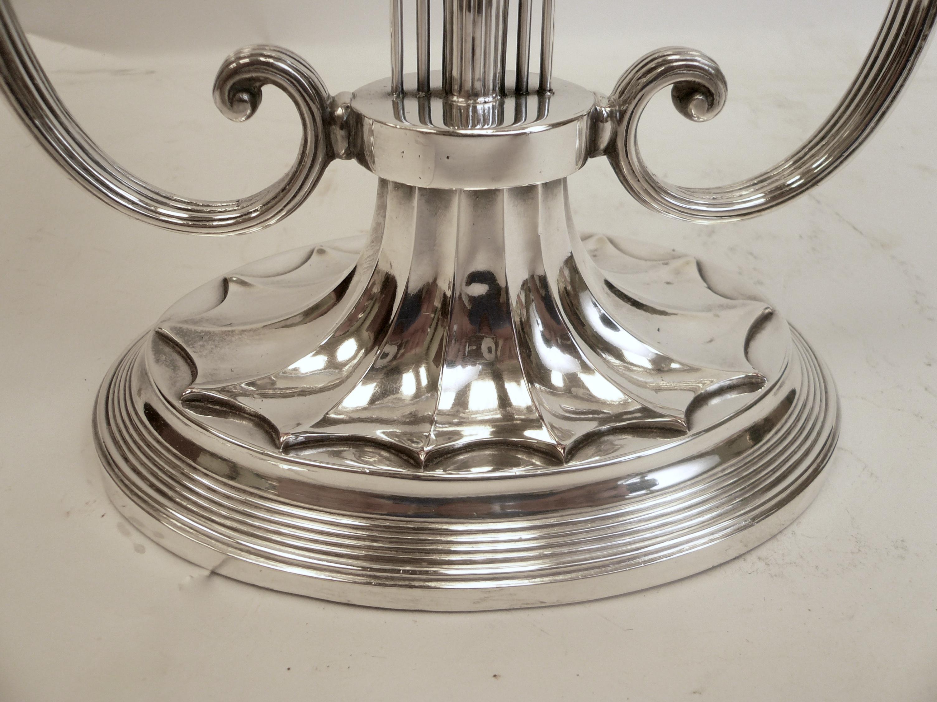Robert Adam Style Silvered Bronze Table Lamp by E.F. Caldwell In Good Condition In Pittsburgh, PA