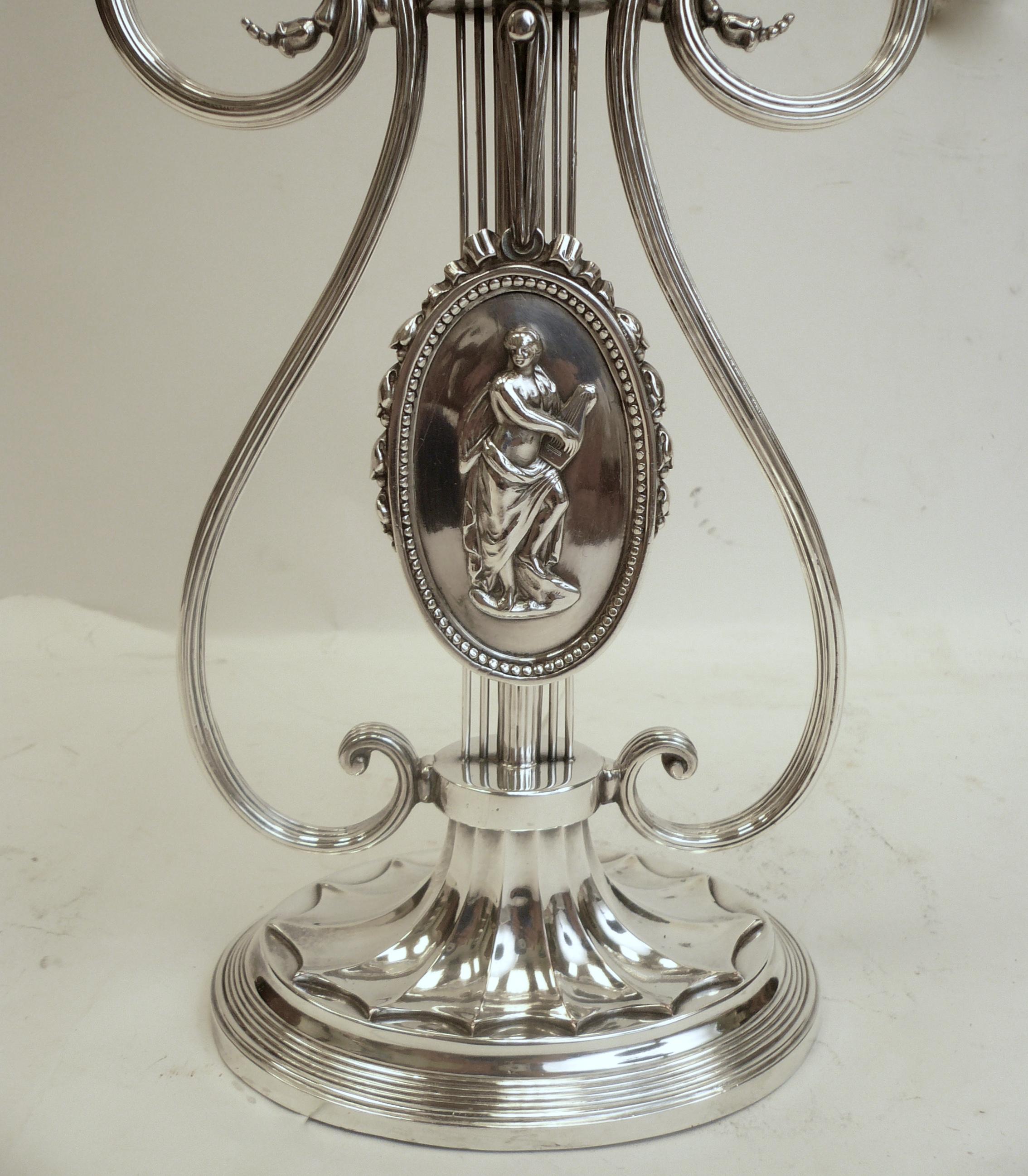 Robert Adam Style Silvered Bronze Table Lamp by E.F. Caldwell 1