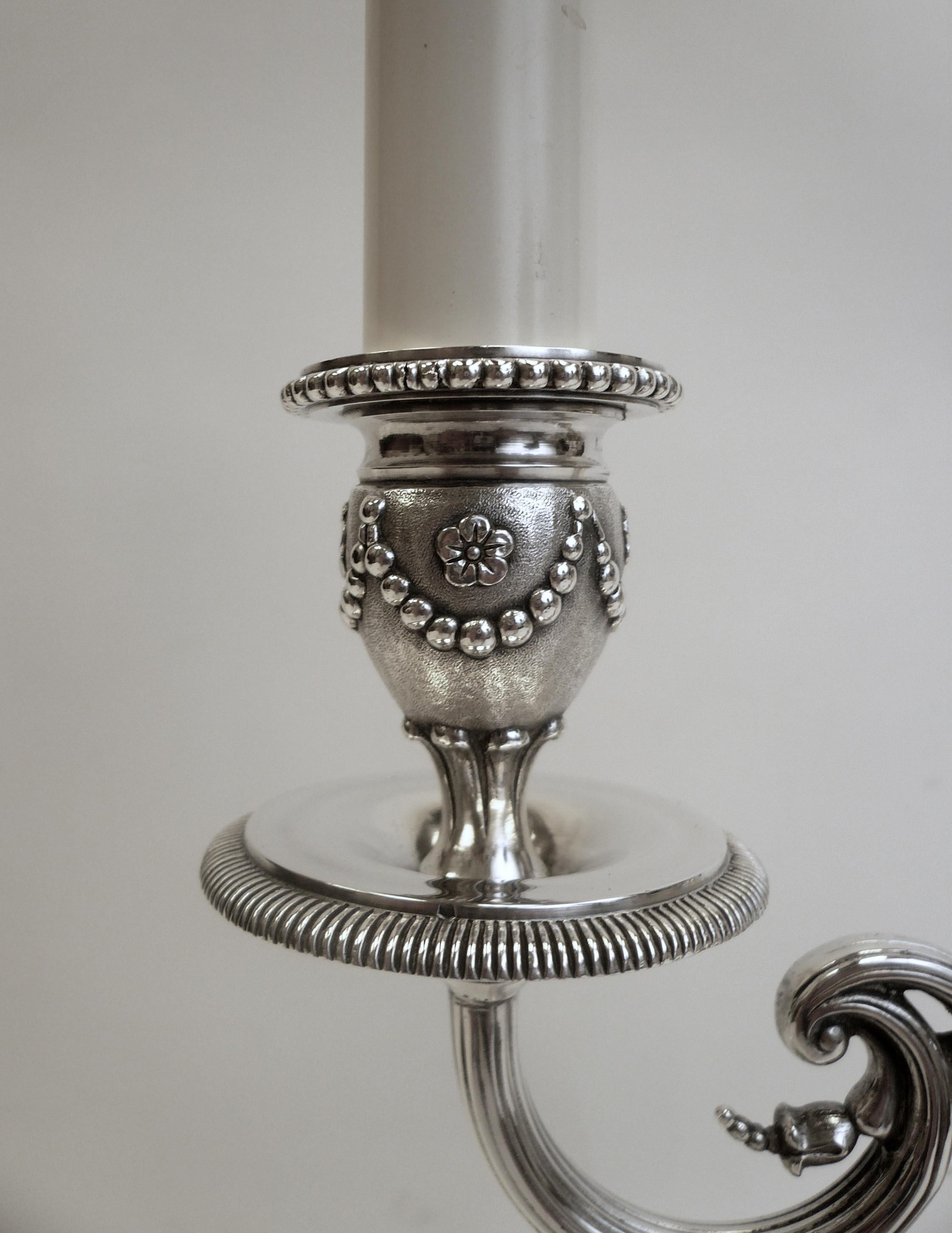 Robert Adam Style Silvered Bronze Table Lamp by E.F. Caldwell 3