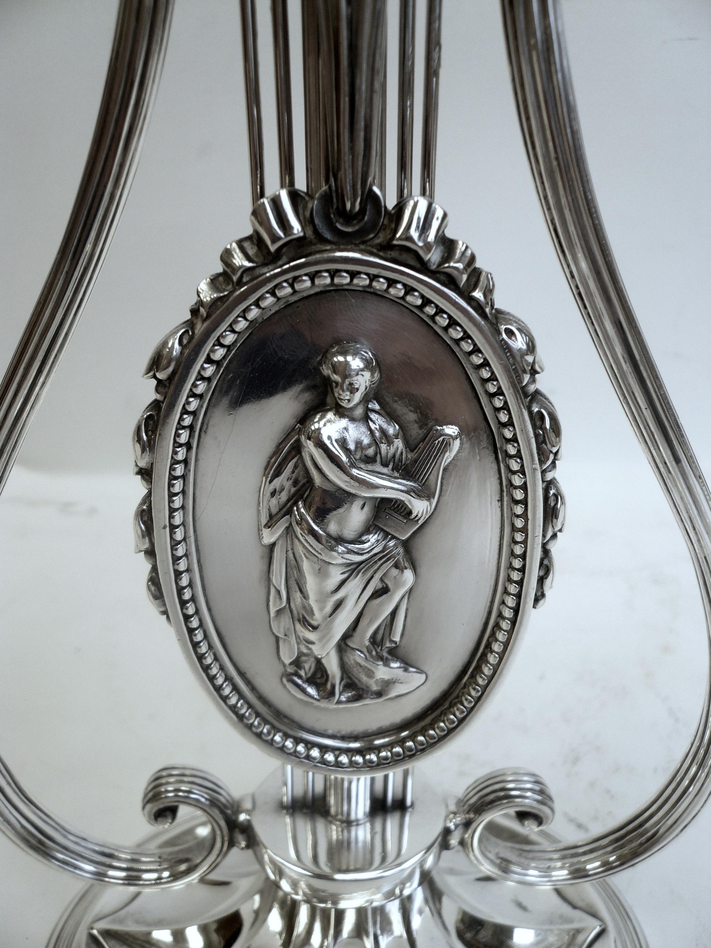 Robert Adam Style Silvered Bronze Table Lamp by E.F. Caldwell 4