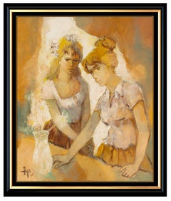 Robert Aillaud Ayo Original Oil Painting On Canvas Signed Female Portrait Art
