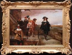 19th Century English Civil War Oil Painting of Charles I at Battle Hillingford