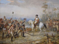19th Century historical genre oil painting of Napoleon’s return from Elba