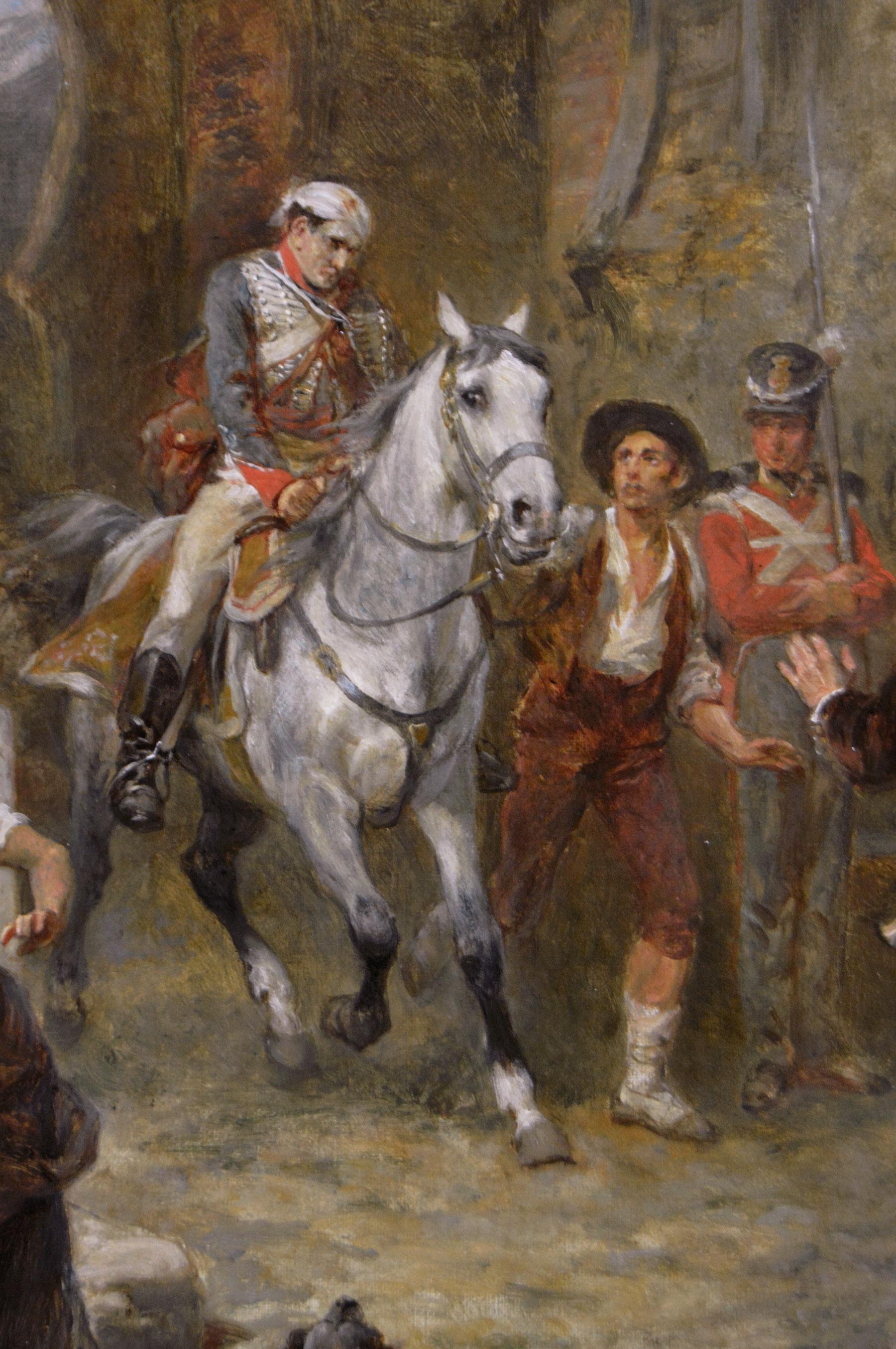 19th Century historical military oil painting of soldiers in a fortress town (Viktorianisch), Painting, von Robert Alexander Hillingford