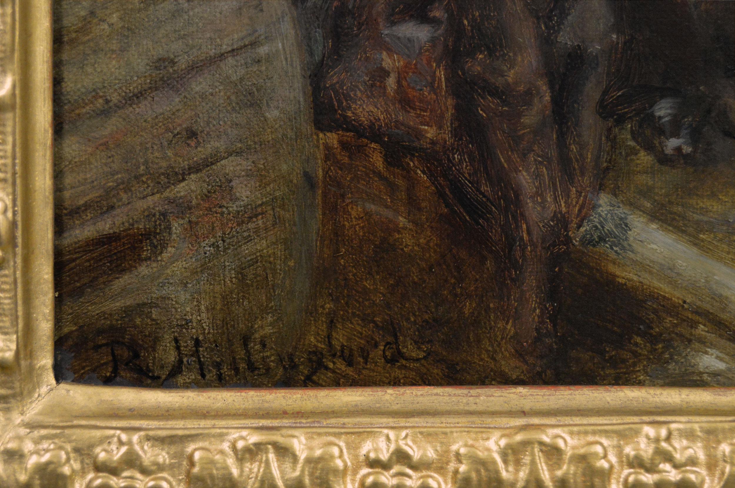 19th Century historical military oil painting of soldiers in a fortress town im Angebot 1