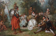 Pittura ad olio del XIX secolo - Compagnia di Shakespeare che si esibisce per la regina Elisabetta I