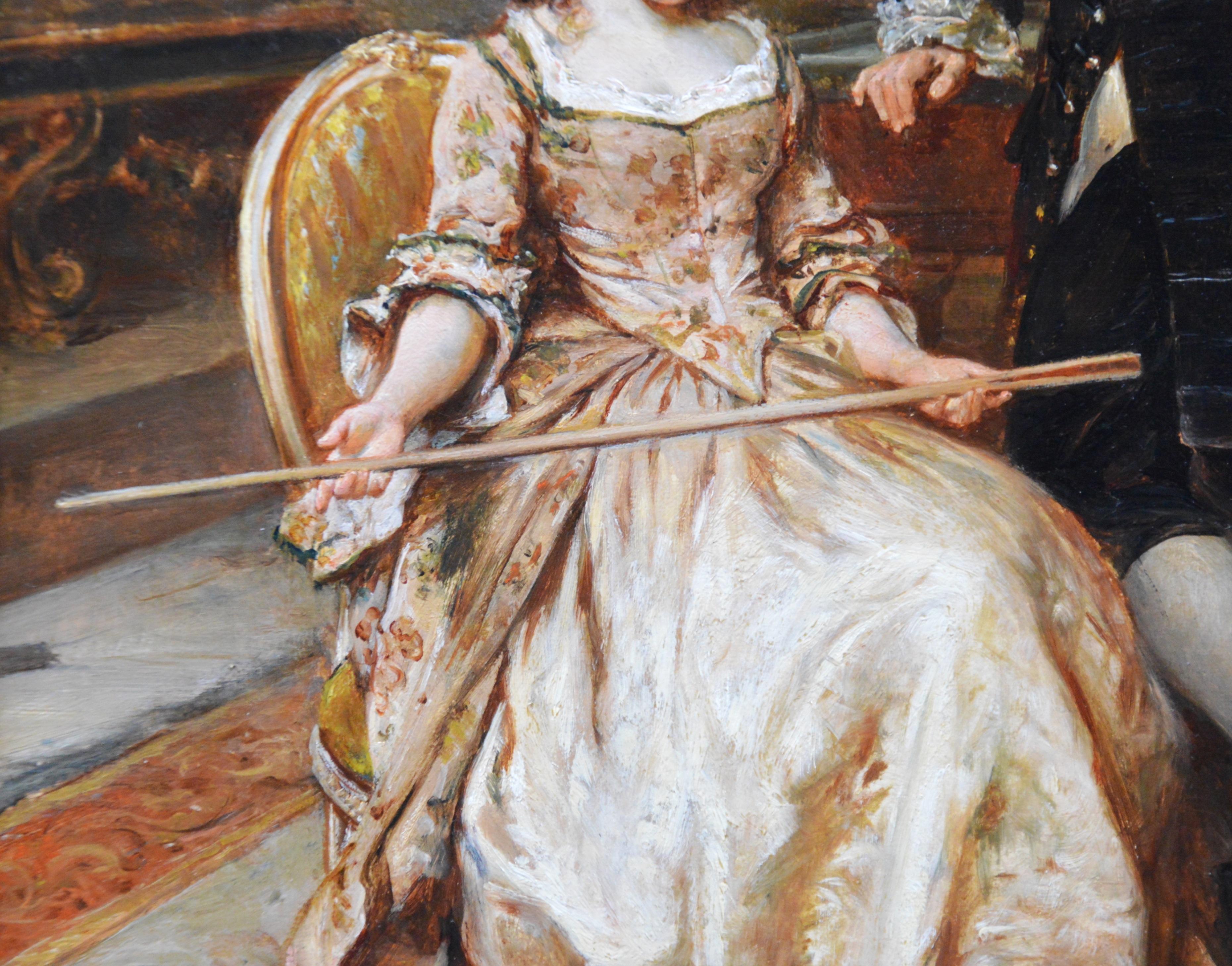 ‘A Break in the Game’ by Robert Alexander Hillingford (1828-1904). A 19th century oil on canvas depicting a turning point in the history of cue sports such as billiards and snooker when female players first began to use a cue instead of a mace to