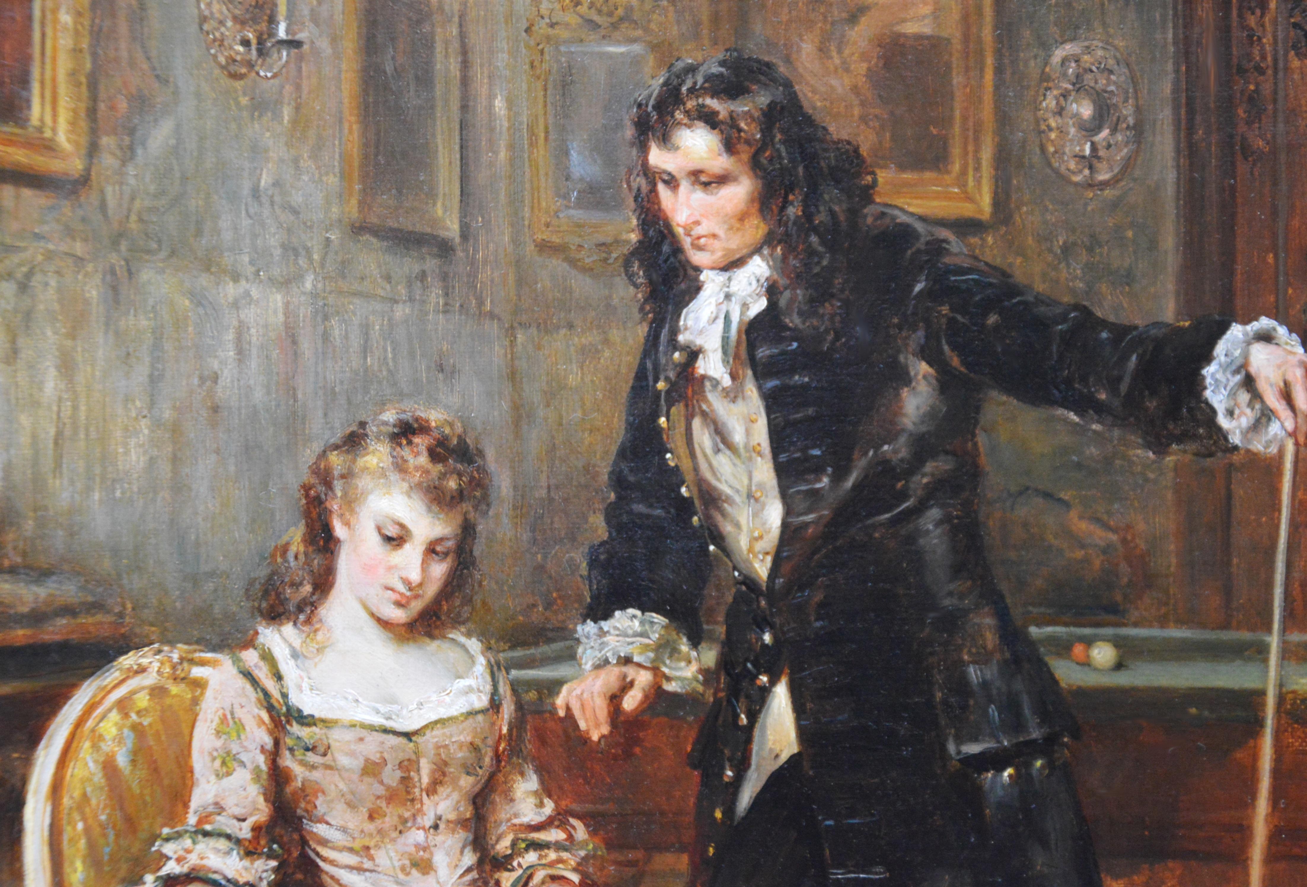 A Break in the Game - 19th Century Oil Painting of Snooker & Billiards History 1