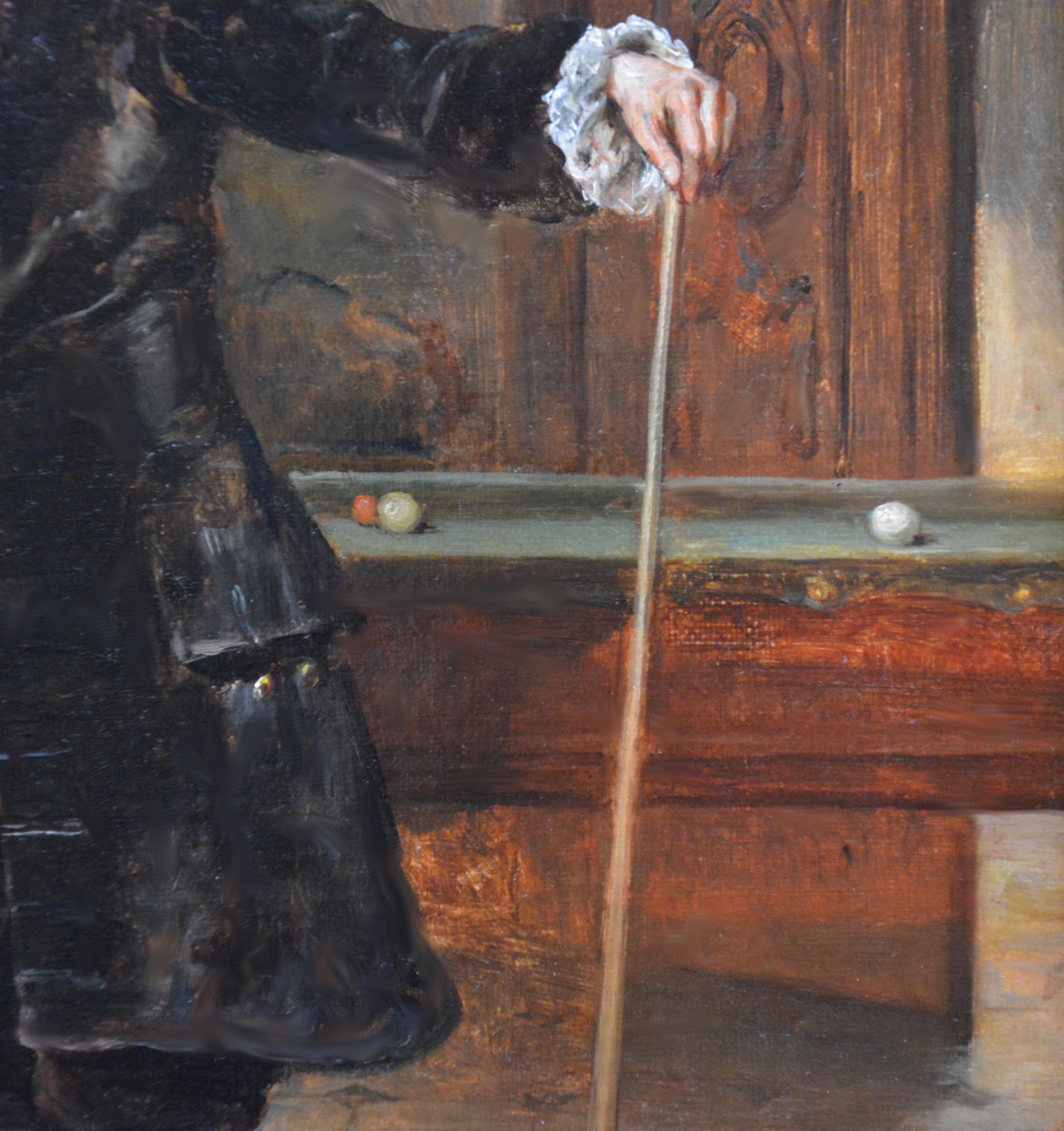 A Break in the Game - 19th Century Oil Painting of Snooker & Billiards History 2