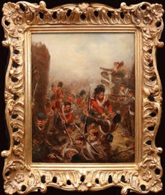 Advance of the Black Watch - Peinture à l'huile du 19e siècle - Scène de bataille de guerre de Crimée 