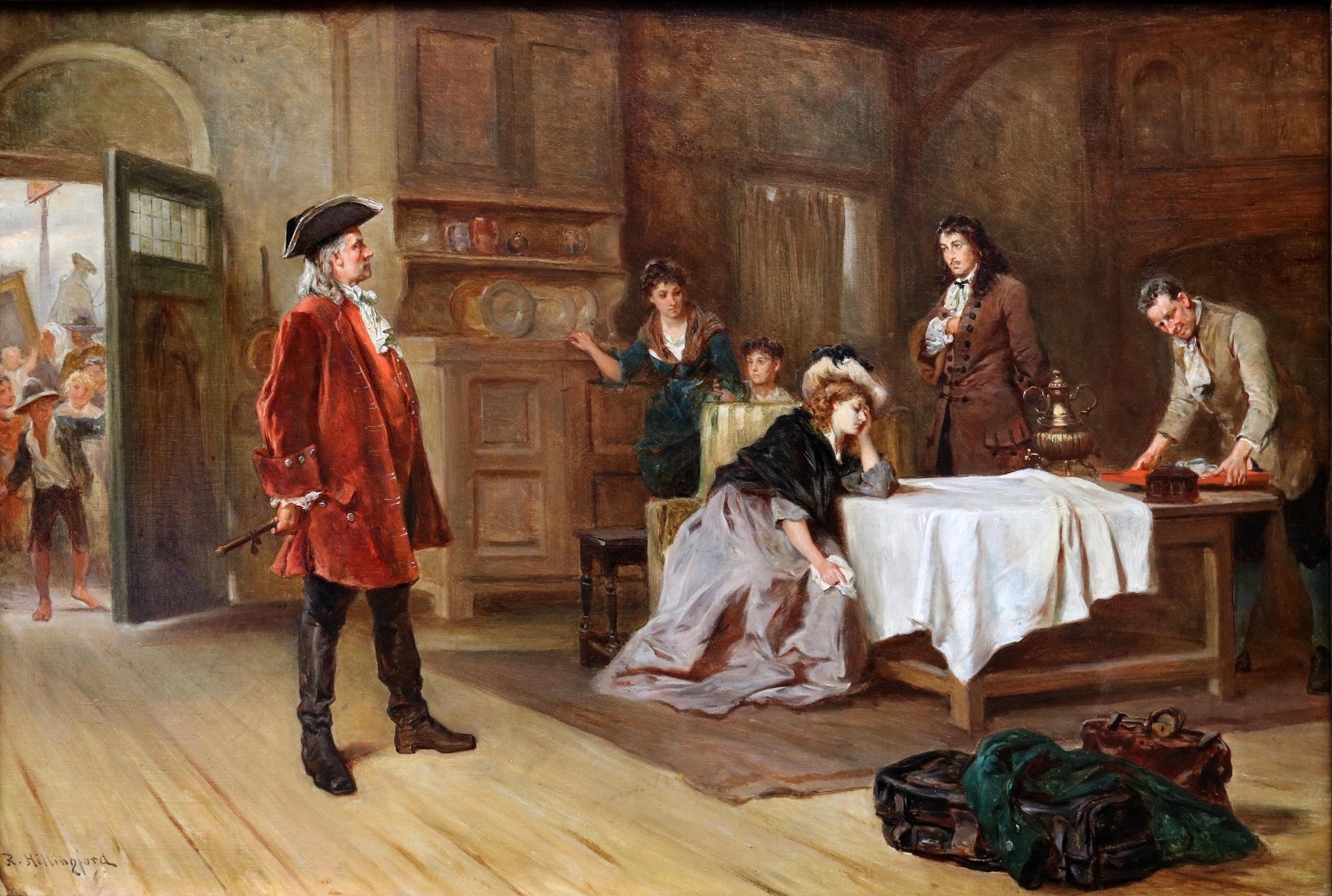 Arrestation de Louis XVI et Marie-Antoinette à Varennes - Peinture à l'huile du 19e siècle  - Victorien Painting par Robert Alexander Hillingford